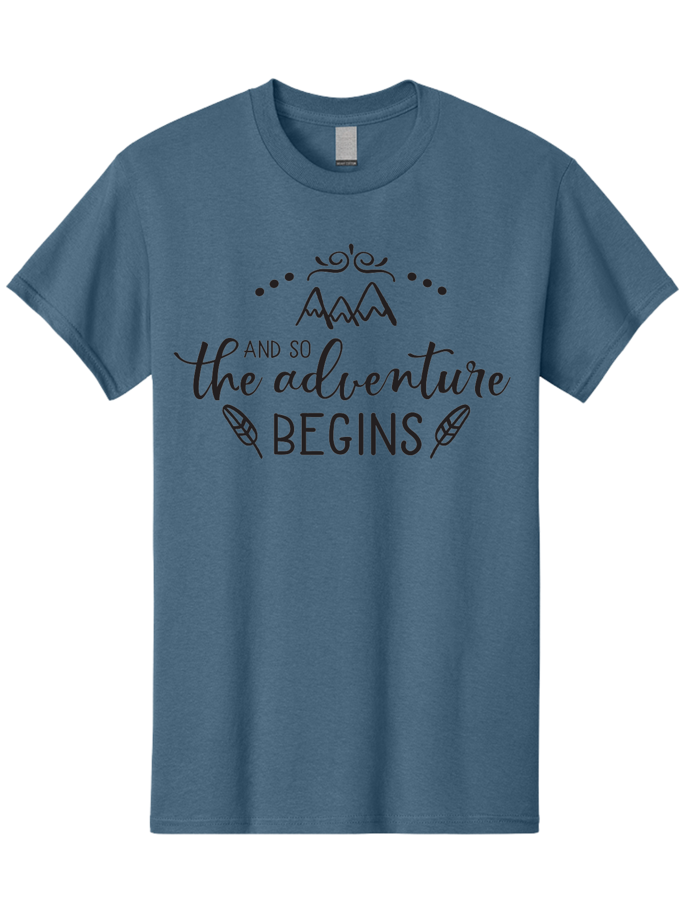 And-So-The-Adventure-Begins Men'S Graphic Tee, 100% Cotton, Comfortable Casual Summer Wear, Machine Washable, Motivational Quote, Adventure Inspiration, Travel, Adventure Begins, Explore, Wanderlust, Outdoor Enthusiast, Inspirational Saying, Aac471