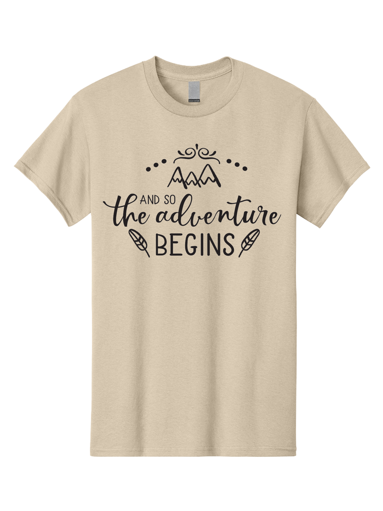 And-So-The-Adventure-Begins Men'S Graphic Tee, 100% Cotton, Comfortable Casual Summer Wear, Machine Washable, Motivational Quote, Adventure Inspiration, Travel, Adventure Begins, Explore, Wanderlust, Outdoor Enthusiast, Inspirational Saying, Aac471