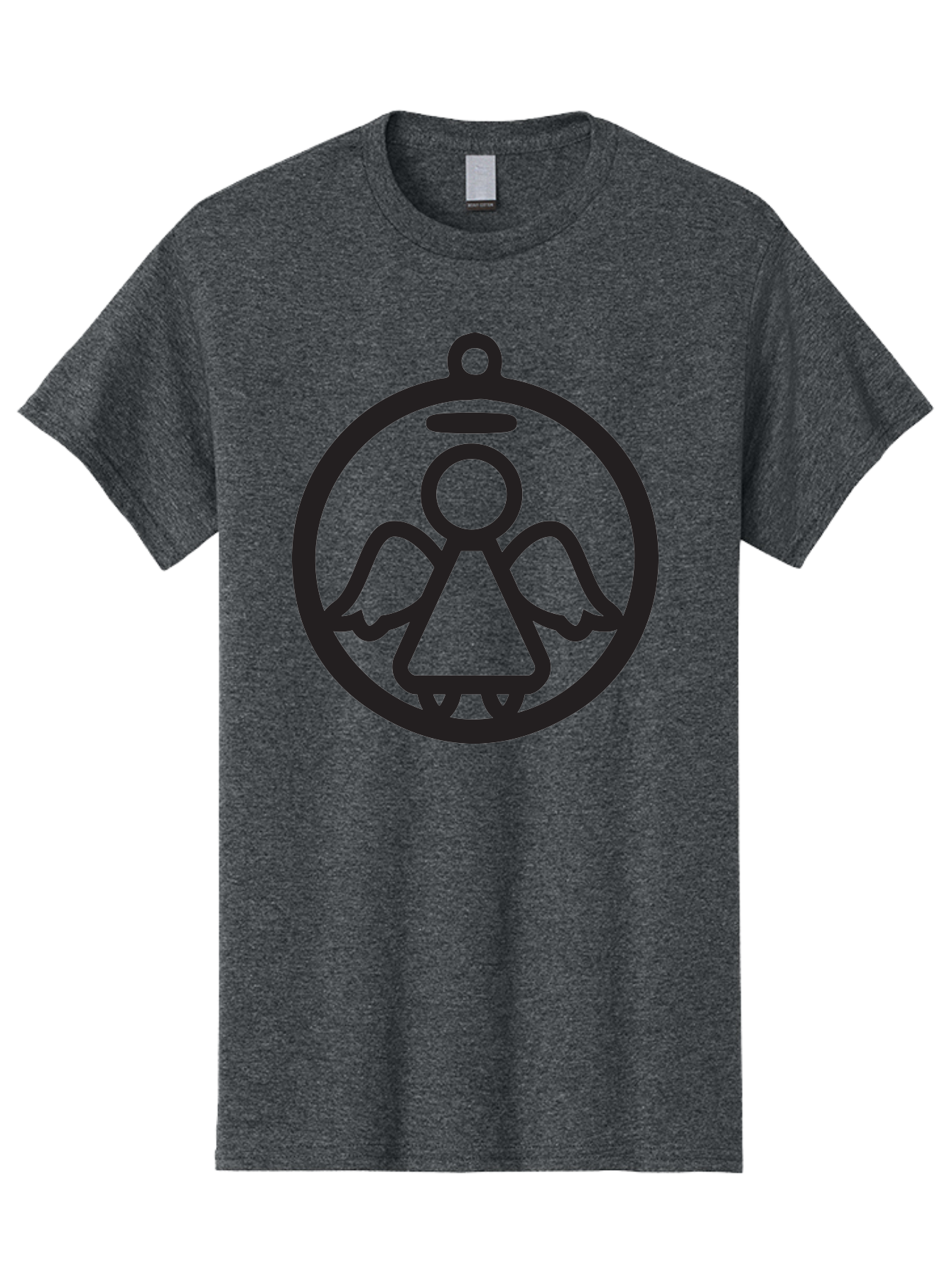 Angel-Icon Men'S Graphic Tee, 100% Cotton, Comfortable Casual Summer Wear, Machine Washable, Angel Icon, Guardian Angel, Spiritual Symbol, Protection Charm, Minimalist Design, Winged Figure, Halo, Simple Graphics, Symbol Of Hope Aac473