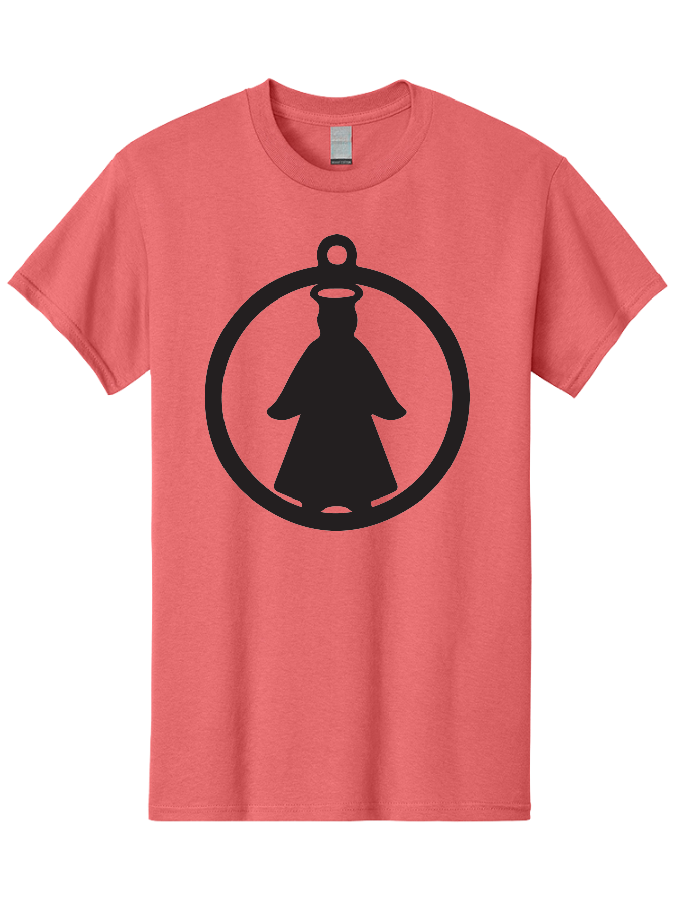 Angel-Pendant Men'S Graphic Tee, 100% Cotton, Comfortable Casual Summer Wear, Machine Washable, Angel Silhouette, Religious Symbol, Divine Presence, Spiritual Icon, Halo, Holy Figure, Religious Art, Sacred Imagery, Faith Symbol Aac474