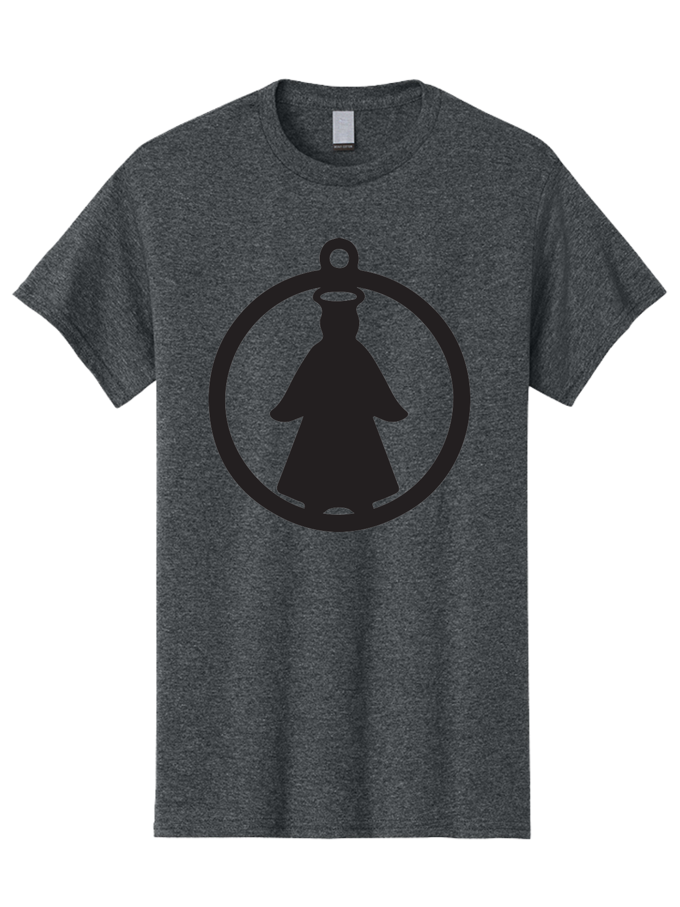 Angel-Pendant Men'S Graphic Tee, 100% Cotton, Comfortable Casual Summer Wear, Machine Washable, Angel Silhouette, Religious Symbol, Divine Presence, Spiritual Icon, Halo, Holy Figure, Religious Art, Sacred Imagery, Faith Symbol Aac474