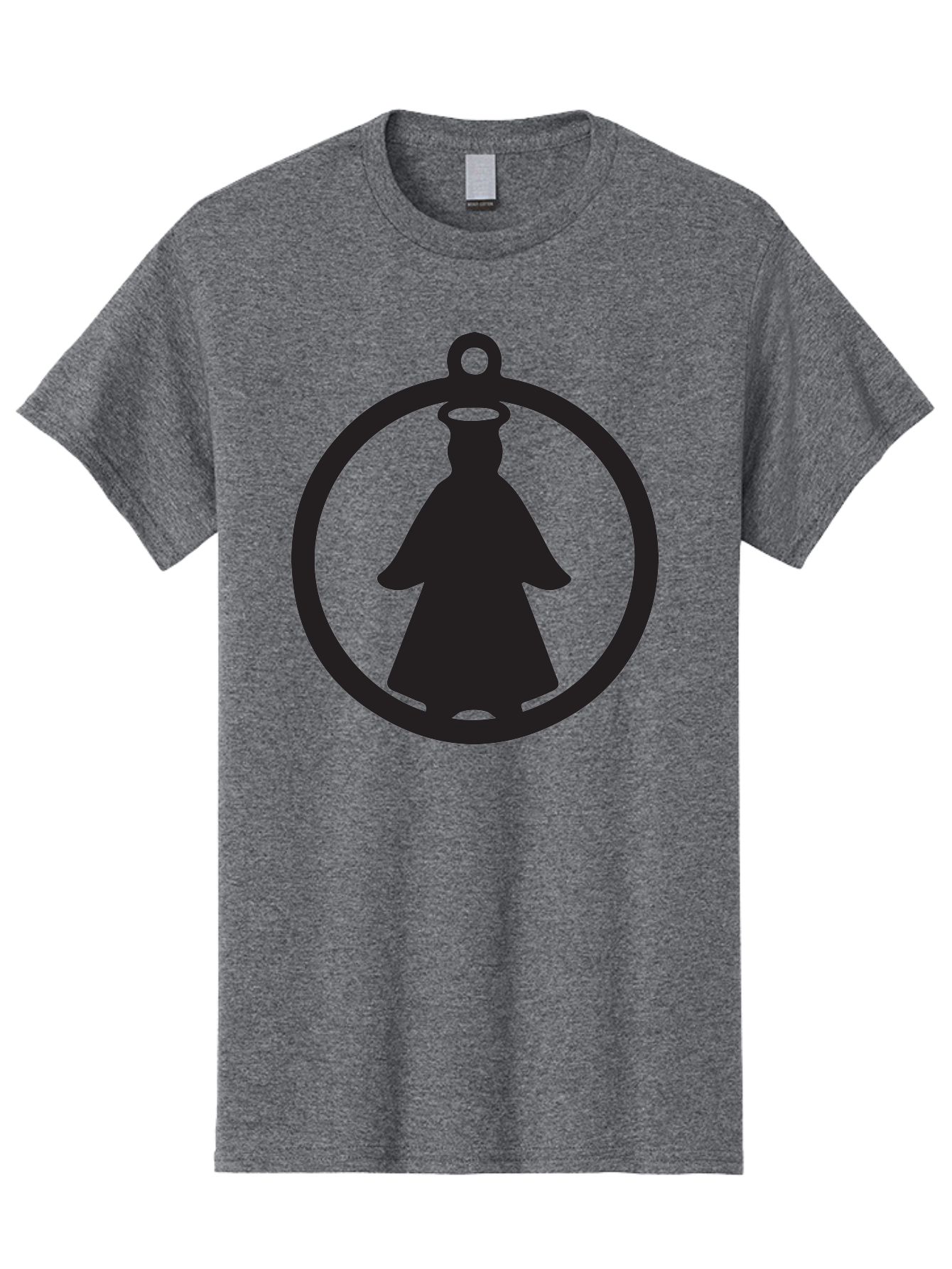 Angel-Pendant Men'S Graphic Tee, 100% Cotton, Comfortable Casual Summer Wear, Machine Washable, Angel Silhouette, Religious Symbol, Divine Presence, Spiritual Icon, Halo, Holy Figure, Religious Art, Sacred Imagery, Faith Symbol Aac474