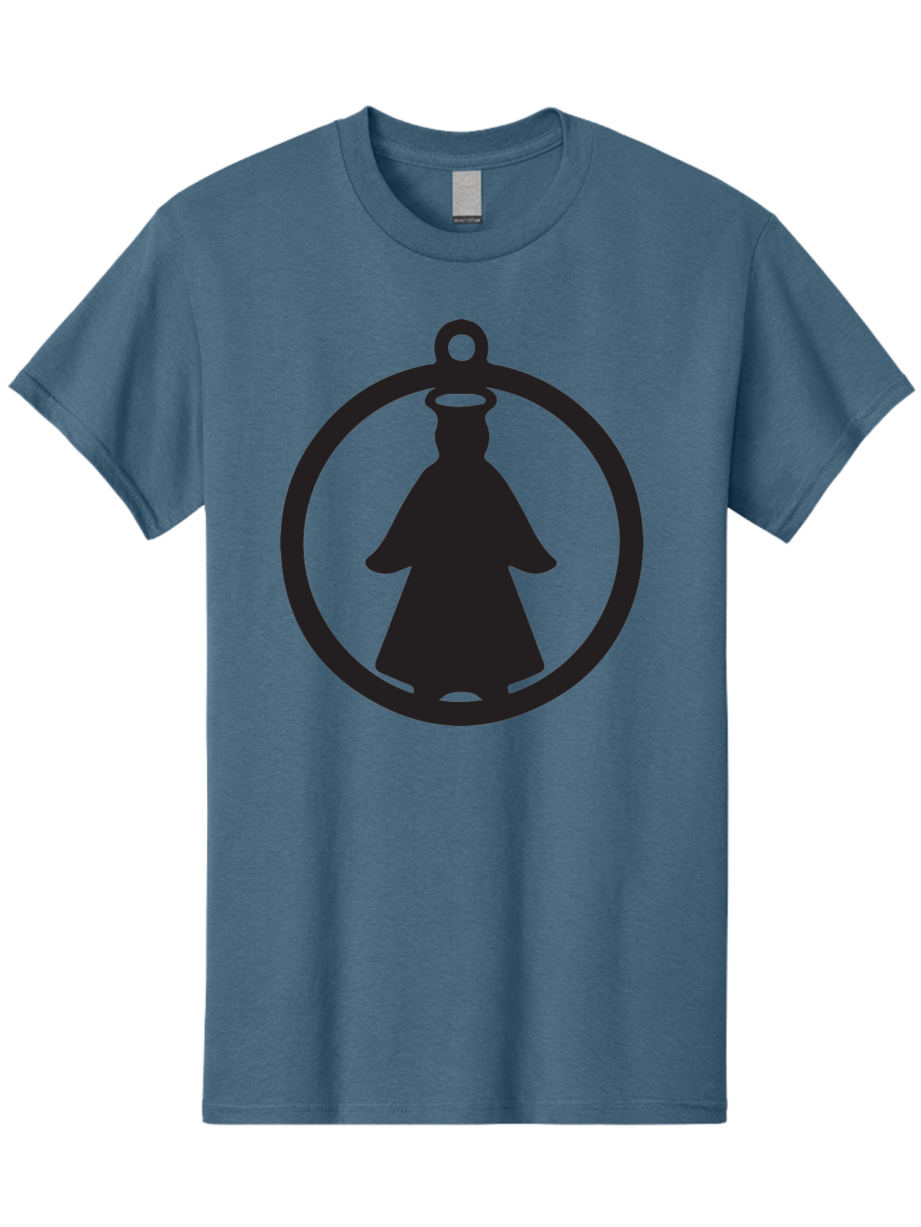 Angel-Pendant Men'S Graphic Tee, 100% Cotton, Comfortable Casual Summer Wear, Machine Washable, Angel Silhouette, Religious Symbol, Divine Presence, Spiritual Icon, Halo, Holy Figure, Religious Art, Sacred Imagery, Faith Symbol Aac474