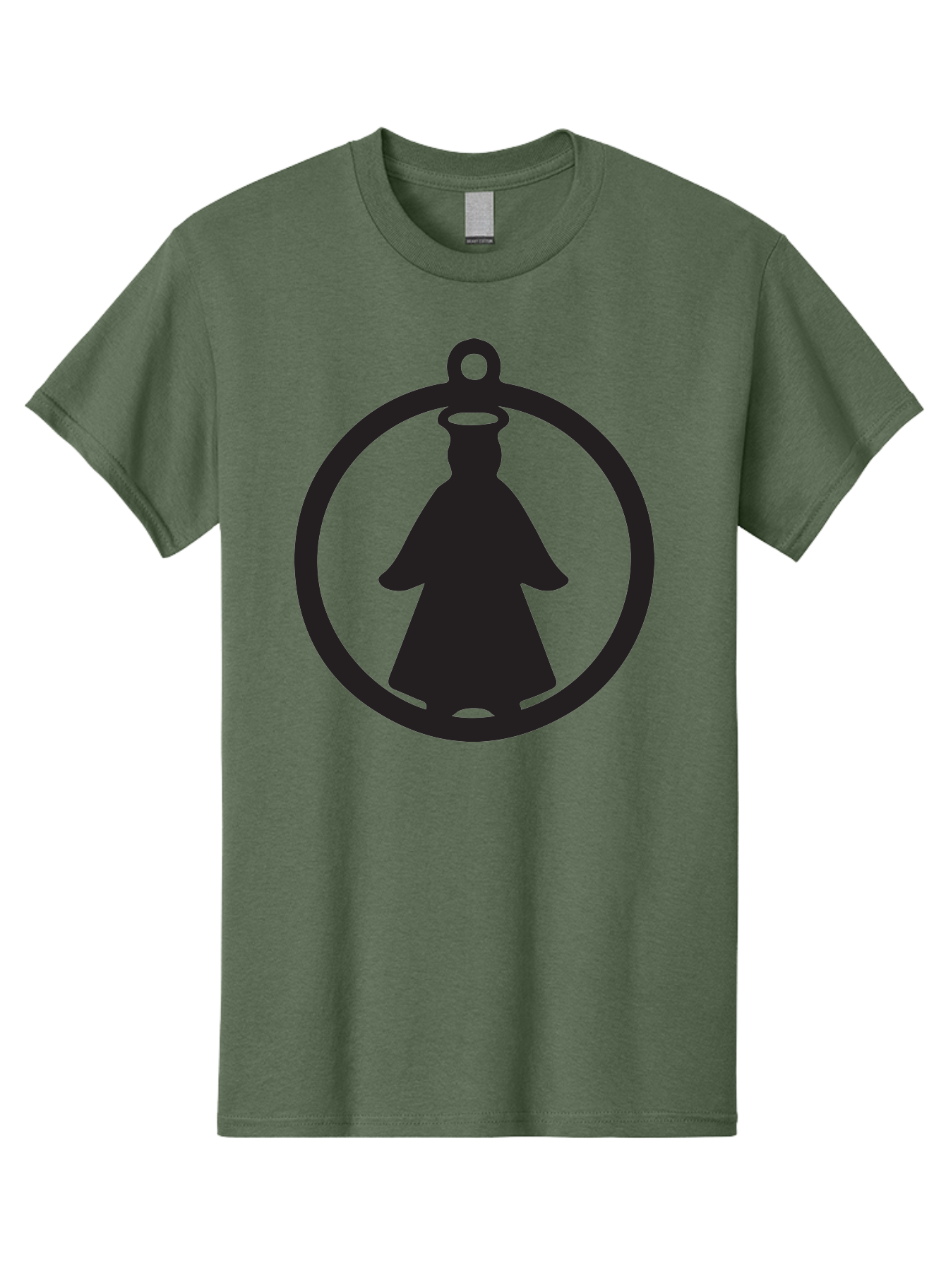 Angel-Pendant Men'S Graphic Tee, 100% Cotton, Comfortable Casual Summer Wear, Machine Washable, Angel Silhouette, Religious Symbol, Divine Presence, Spiritual Icon, Halo, Holy Figure, Religious Art, Sacred Imagery, Faith Symbol Aac474