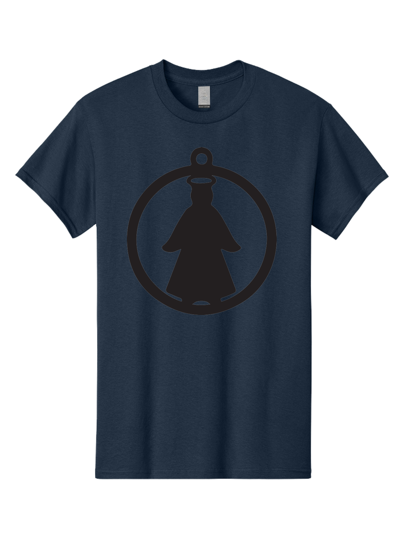Angel-Pendant Men'S Graphic Tee, 100% Cotton, Comfortable Casual Summer Wear, Machine Washable, Angel Silhouette, Religious Symbol, Divine Presence, Spiritual Icon, Halo, Holy Figure, Religious Art, Sacred Imagery, Faith Symbol Aac474