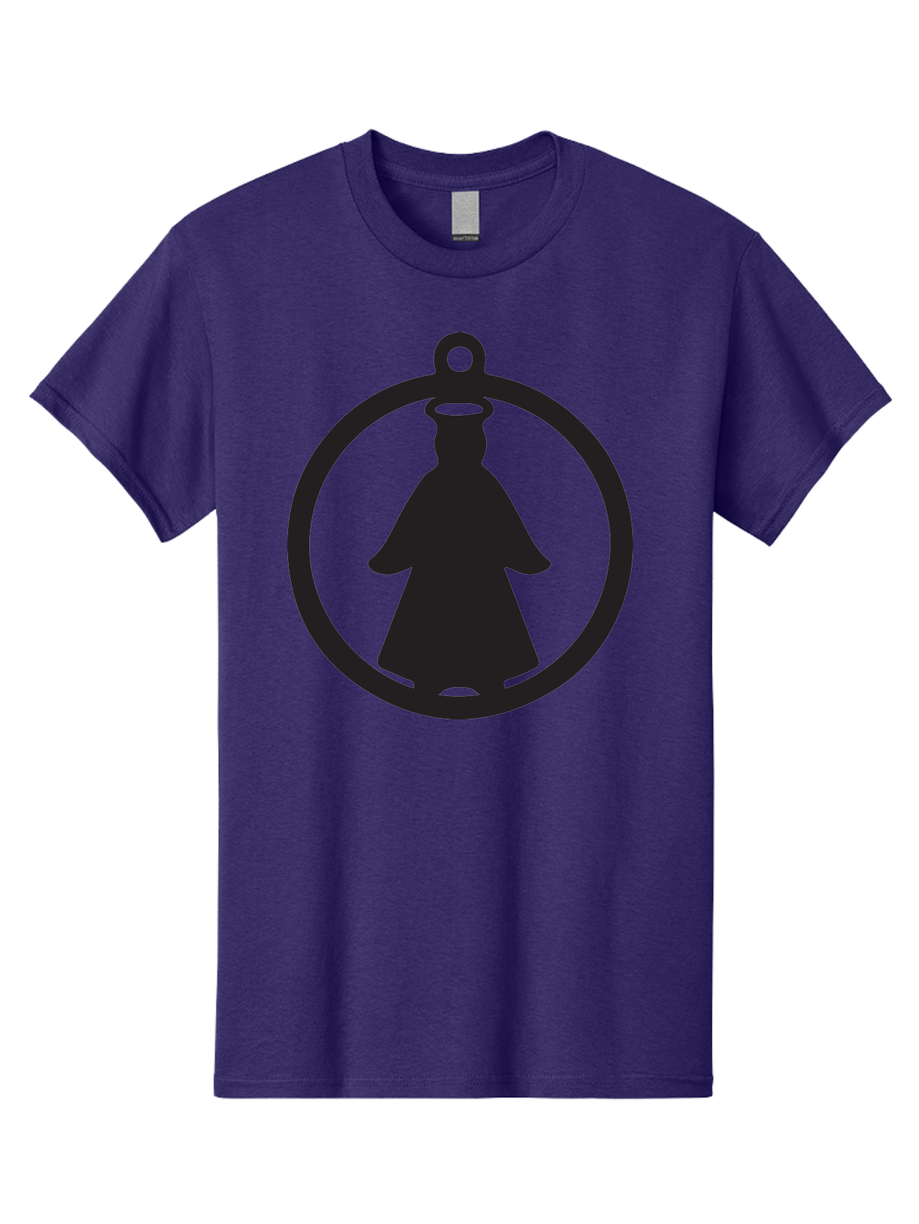 Angel-Pendant Men'S Graphic Tee, 100% Cotton, Comfortable Casual Summer Wear, Machine Washable, Angel Silhouette, Religious Symbol, Divine Presence, Spiritual Icon, Halo, Holy Figure, Religious Art, Sacred Imagery, Faith Symbol Aac474