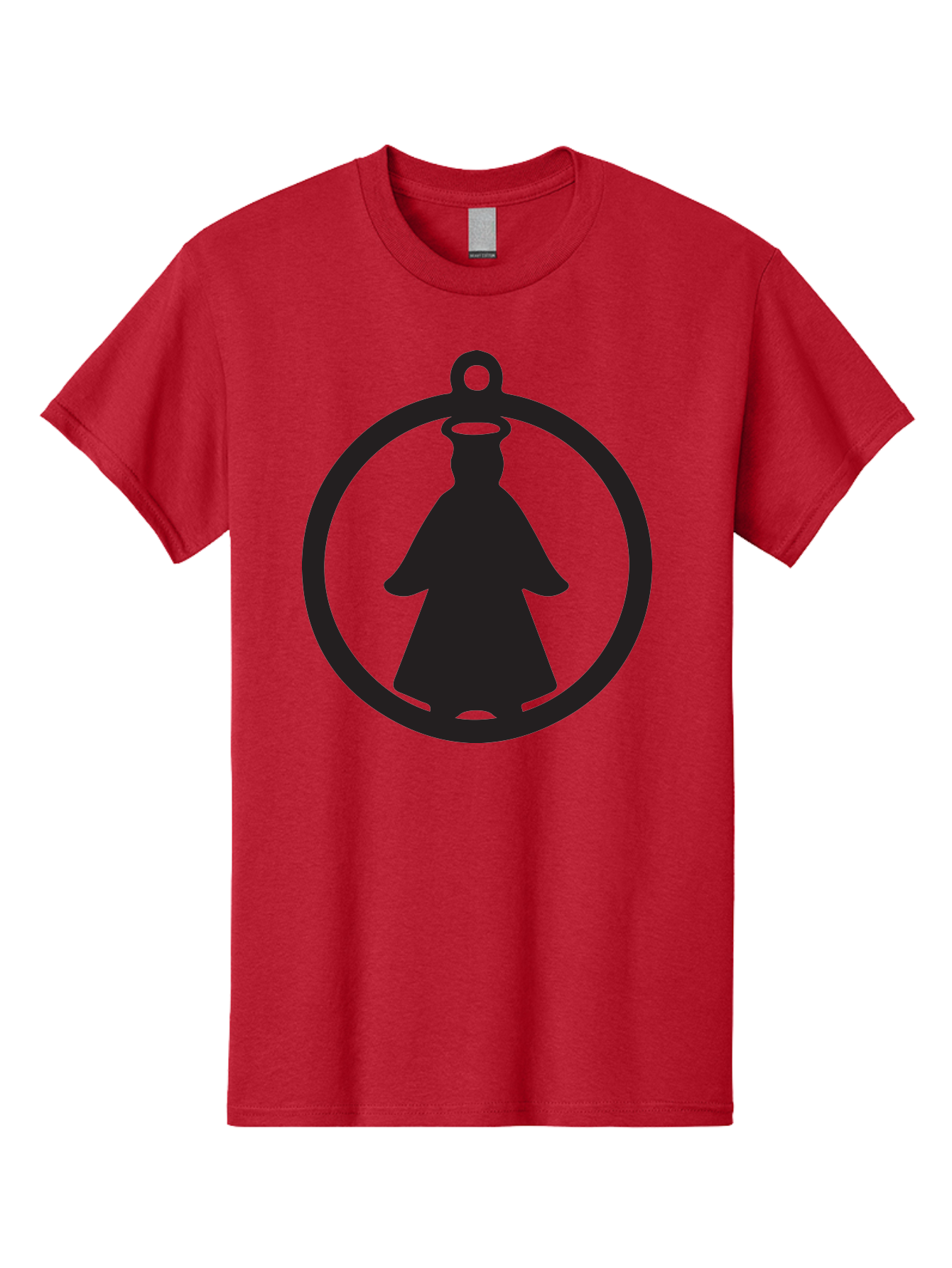 Angel-Pendant Men'S Graphic Tee, 100% Cotton, Comfortable Casual Summer Wear, Machine Washable, Angel Silhouette, Religious Symbol, Divine Presence, Spiritual Icon, Halo, Holy Figure, Religious Art, Sacred Imagery, Faith Symbol Aac474