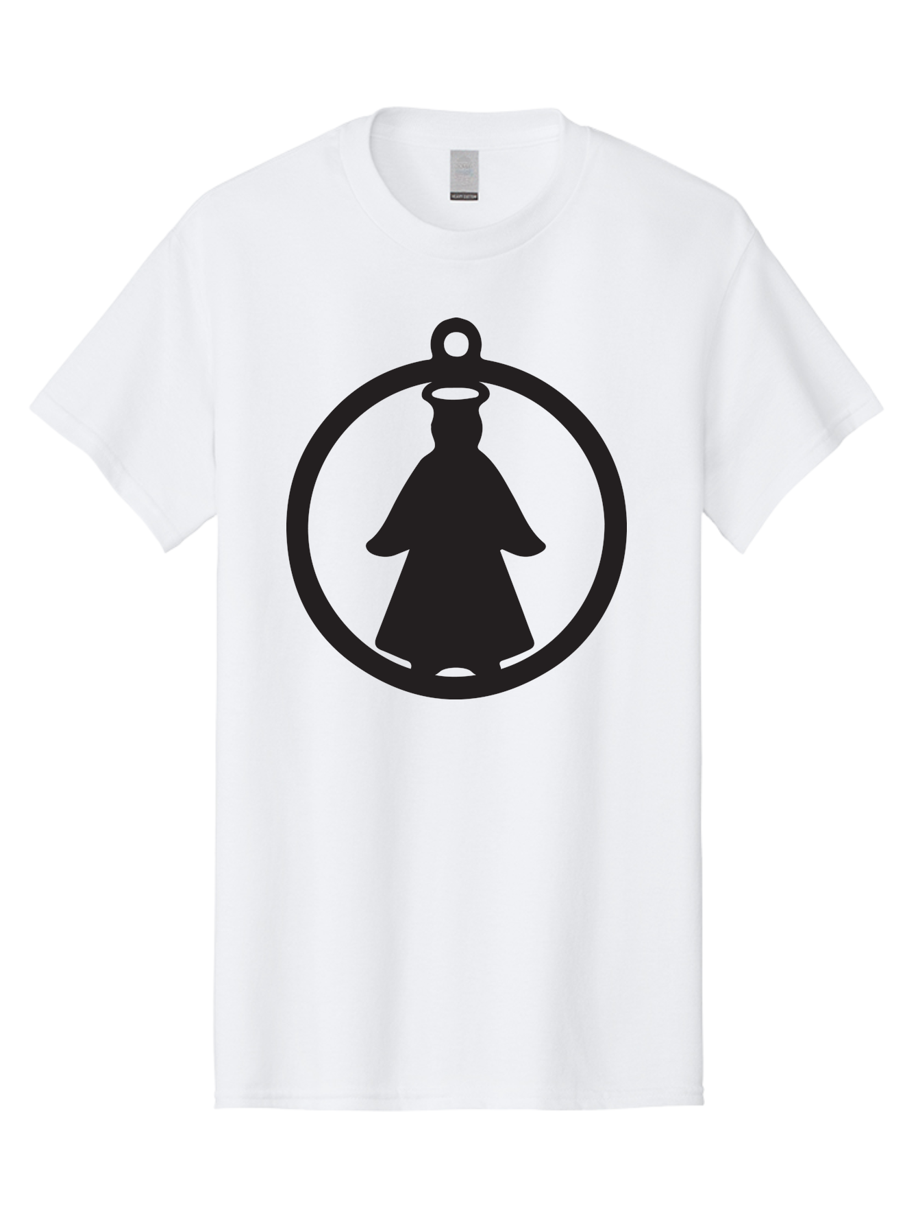 Angel-Pendant Men'S Graphic Tee, 100% Cotton, Comfortable Casual Summer Wear, Machine Washable, Angel Silhouette, Religious Symbol, Divine Presence, Spiritual Icon, Halo, Holy Figure, Religious Art, Sacred Imagery, Faith Symbol Aac474