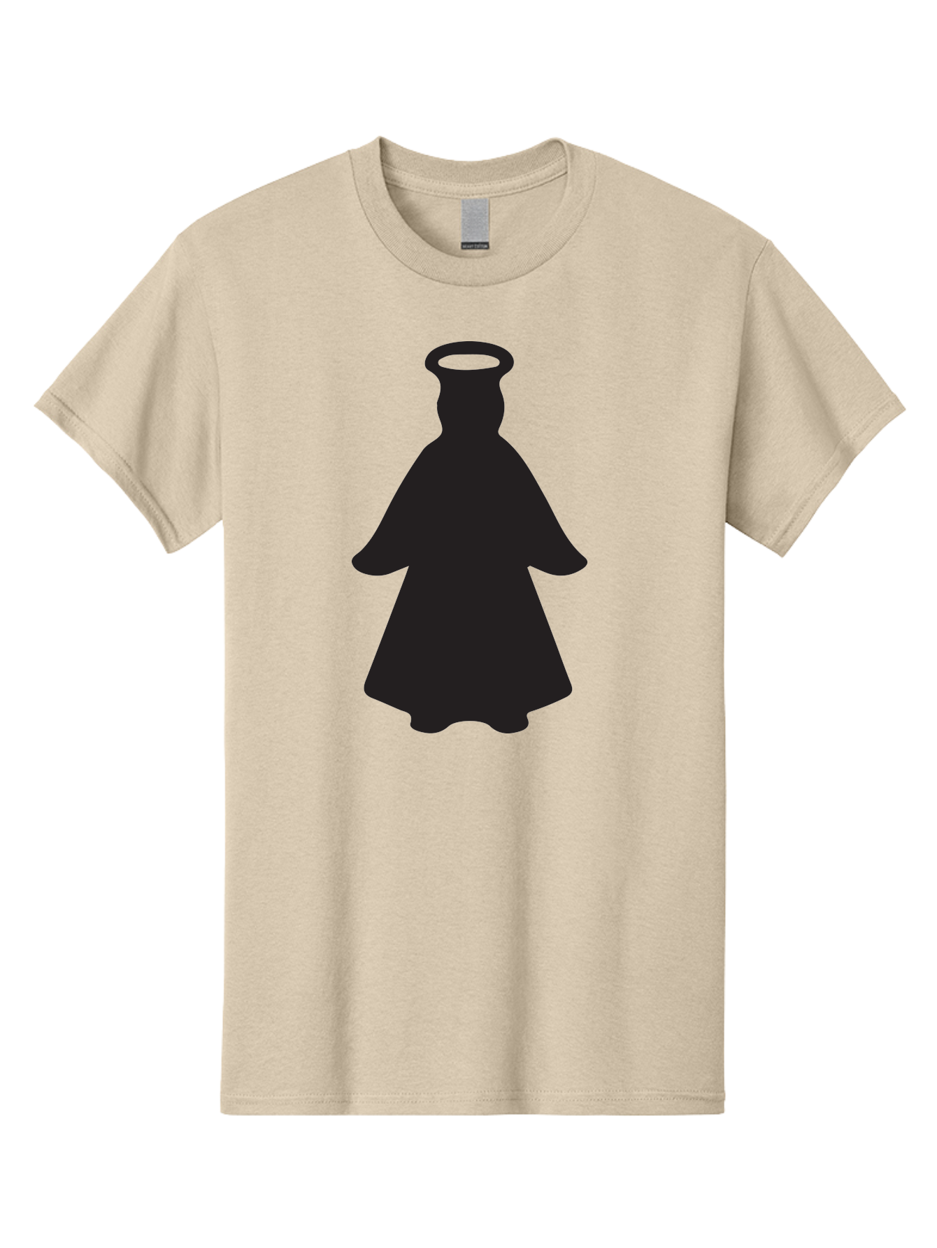 Angel-Silhouette Men'S Graphic Tee, 100% Cotton, Comfortable Casual Summer Wear, Machine Washable, Angel Silhouette, Divine Being, Spiritual Figure, Halo Effect, Faith Symbol, Religious Icon, Sacred Imagery, Guardian Angel, Mystic Character Aac475