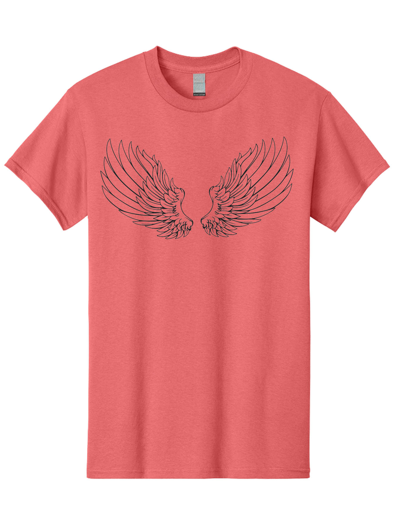 Angel-Wings-2 Men'S Graphic Tee, 100% Cotton, Comfortable Casual Summer Wear, Machine Washable, Angel Wings, Feathered Wings, Black Outline, Wing Design, Spiritual Symbol, Mystical Art, Fantasy Illustration, Winged Creature Aac477