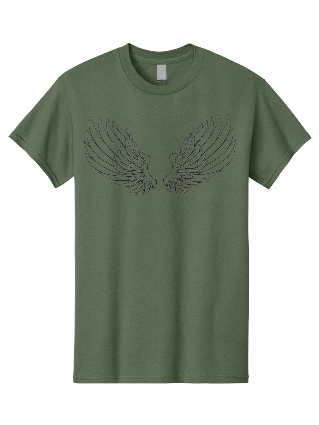 Angel-Wings-2 Men'S Graphic Tee, 100% Cotton, Comfortable Casual Summer Wear, Machine Washable, Angel Wings, Feathered Wings, Black Outline, Wing Design, Spiritual Symbol, Mystical Art, Fantasy Illustration, Winged Creature Aac477