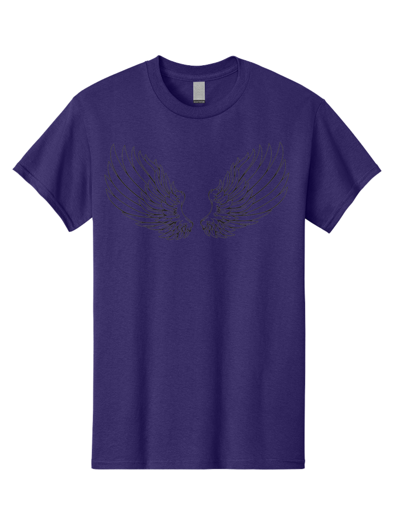 Angel-Wings-2 Men'S Graphic Tee, 100% Cotton, Comfortable Casual Summer Wear, Machine Washable, Angel Wings, Feathered Wings, Black Outline, Wing Design, Spiritual Symbol, Mystical Art, Fantasy Illustration, Winged Creature Aac477