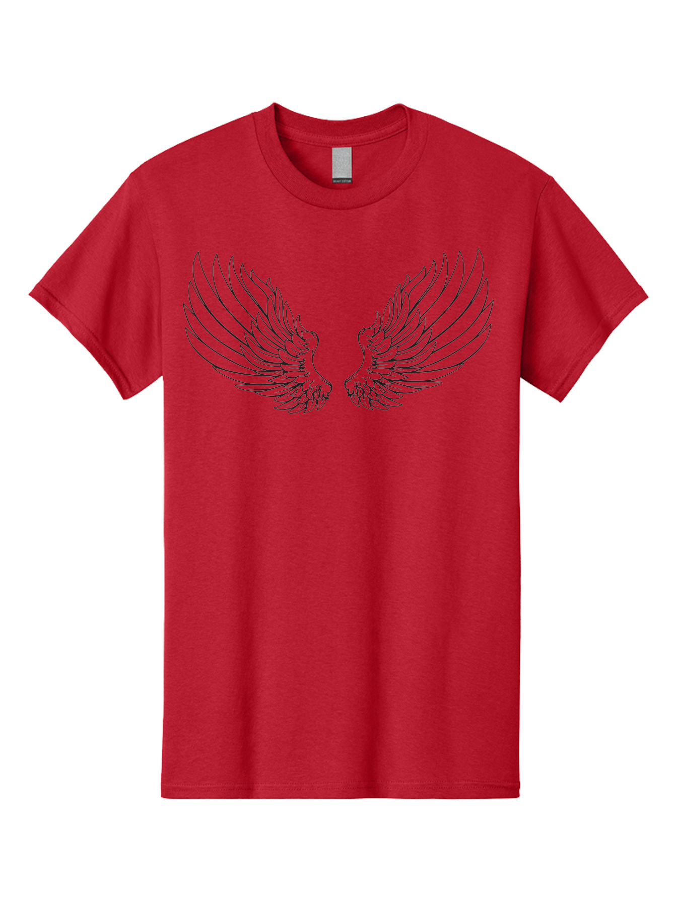 Angel-Wings-2 Men'S Graphic Tee, 100% Cotton, Comfortable Casual Summer Wear, Machine Washable, Angel Wings, Feathered Wings, Black Outline, Wing Design, Spiritual Symbol, Mystical Art, Fantasy Illustration, Winged Creature Aac477