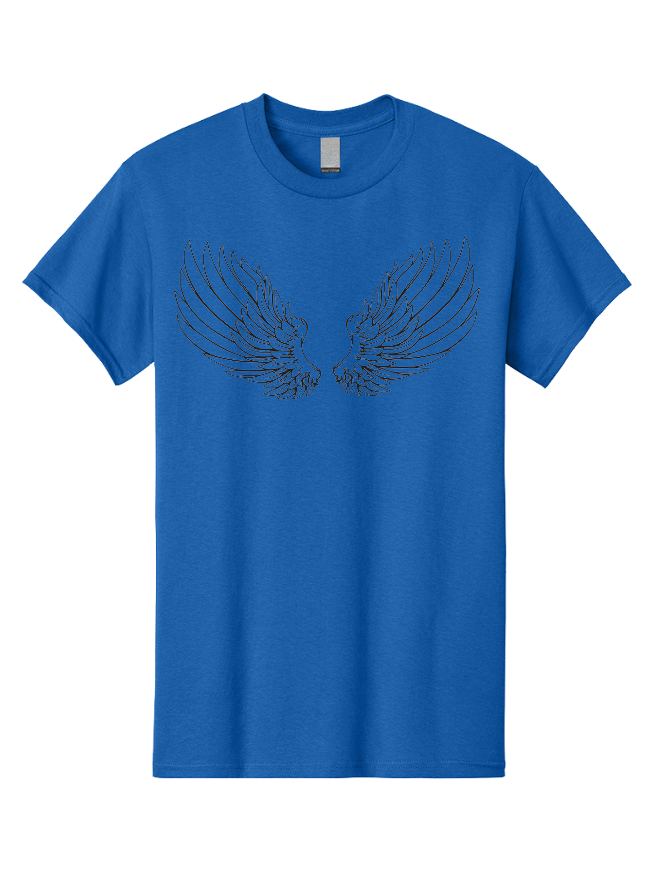 Angel-Wings-2 Men'S Graphic Tee, 100% Cotton, Comfortable Casual Summer Wear, Machine Washable, Angel Wings, Feathered Wings, Black Outline, Wing Design, Spiritual Symbol, Mystical Art, Fantasy Illustration, Winged Creature Aac477