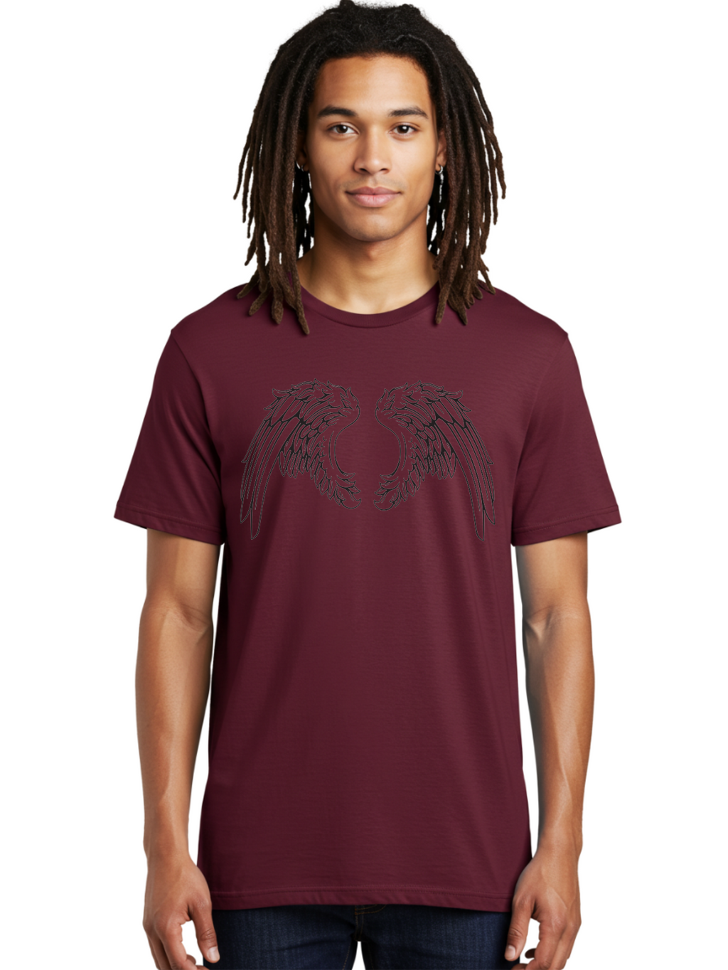 Angel-Wings Men'S Graphic Tee, 100% Cotton, Comfortable Casual Summer Wear, Machine Washable, Angel Wings, Wing Illustration, Feathered Wings, Spiritual Symbolism, Divine Protection, Mystical Art, Wing Design, Ethereal Elegance Aac478