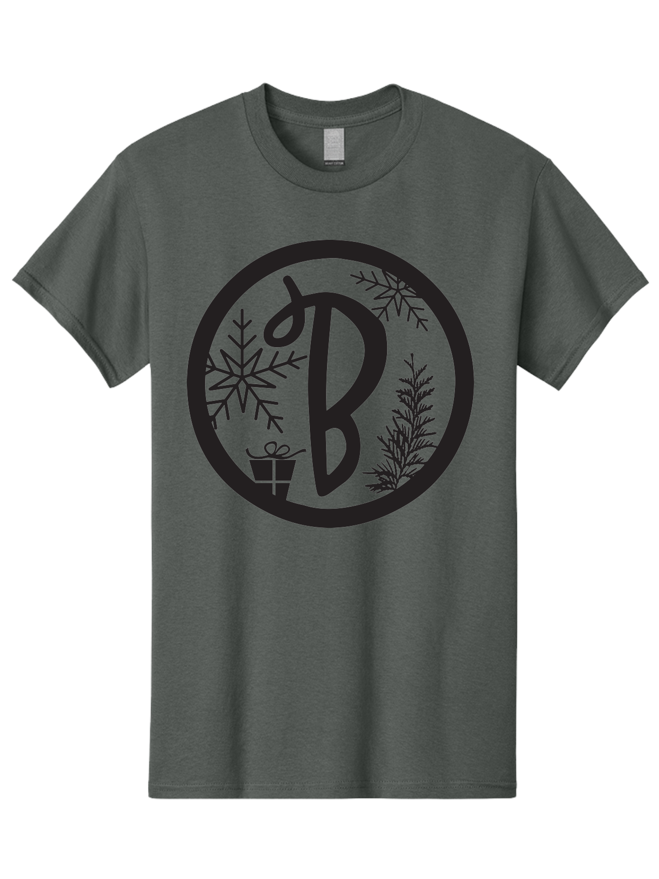 B Men'S Graphic Tee, 100% Cotton, Comfortable Casual Summer Wear, Machine Washable, Christmas Gift, Snowflake, Festive Decorations, Holly Leaves, Holiday Season, Winter Wonderland, Winter Holidays, Gift Box, Christmas Theme Aac484