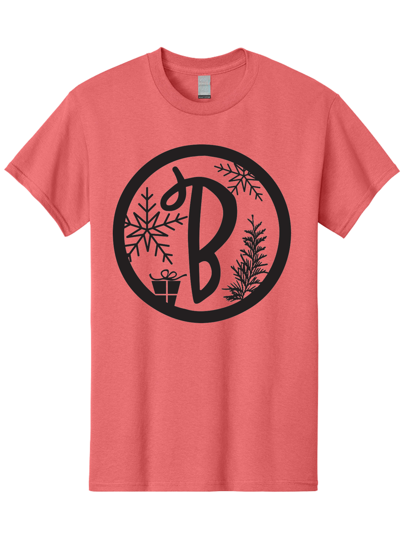 B Men'S Graphic Tee, 100% Cotton, Comfortable Casual Summer Wear, Machine Washable, Christmas Gift, Snowflake, Festive Decorations, Holly Leaves, Holiday Season, Winter Wonderland, Winter Holidays, Gift Box, Christmas Theme Aac484