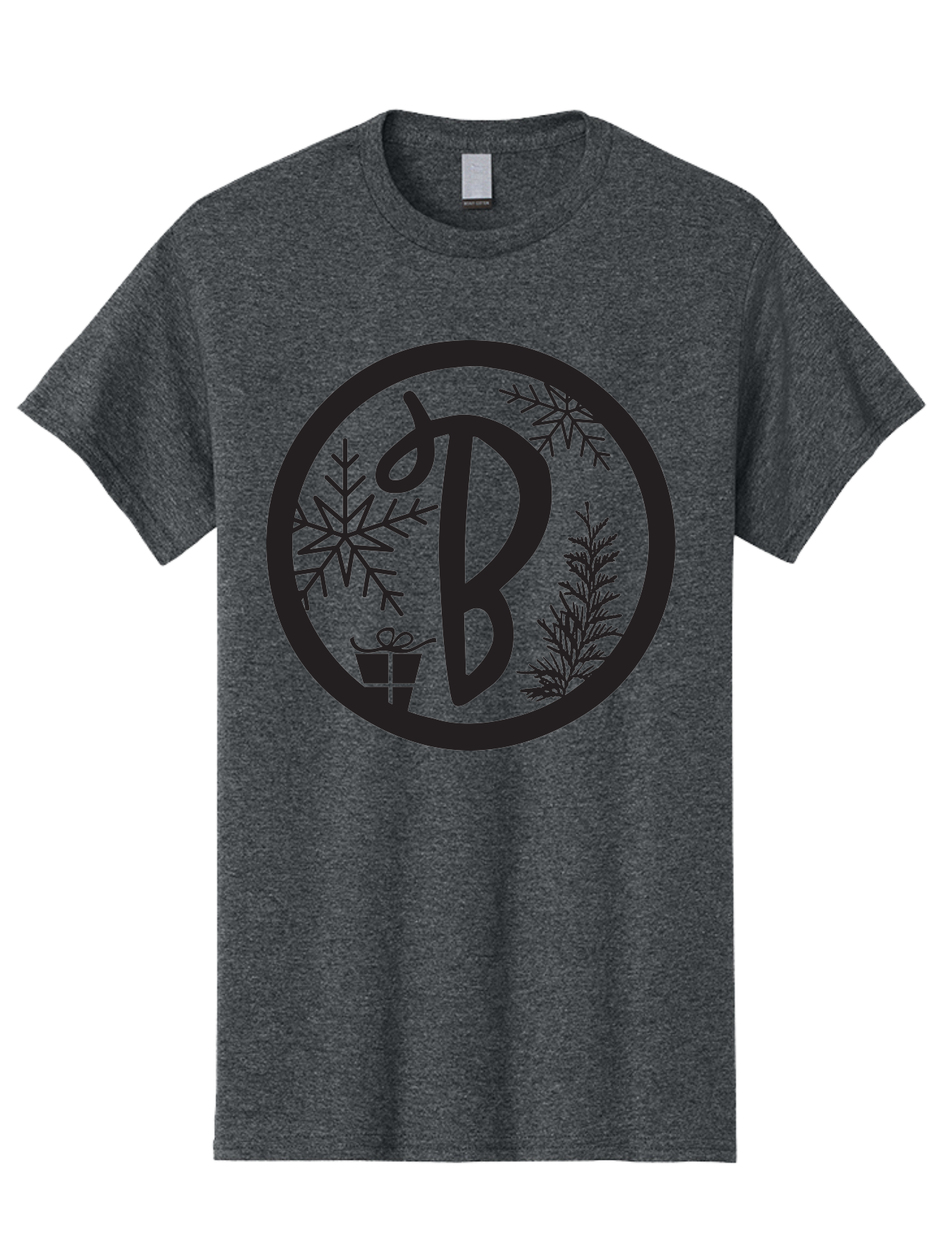 B Men'S Graphic Tee, 100% Cotton, Comfortable Casual Summer Wear, Machine Washable, Christmas Gift, Snowflake, Festive Decorations, Holly Leaves, Holiday Season, Winter Wonderland, Winter Holidays, Gift Box, Christmas Theme Aac484