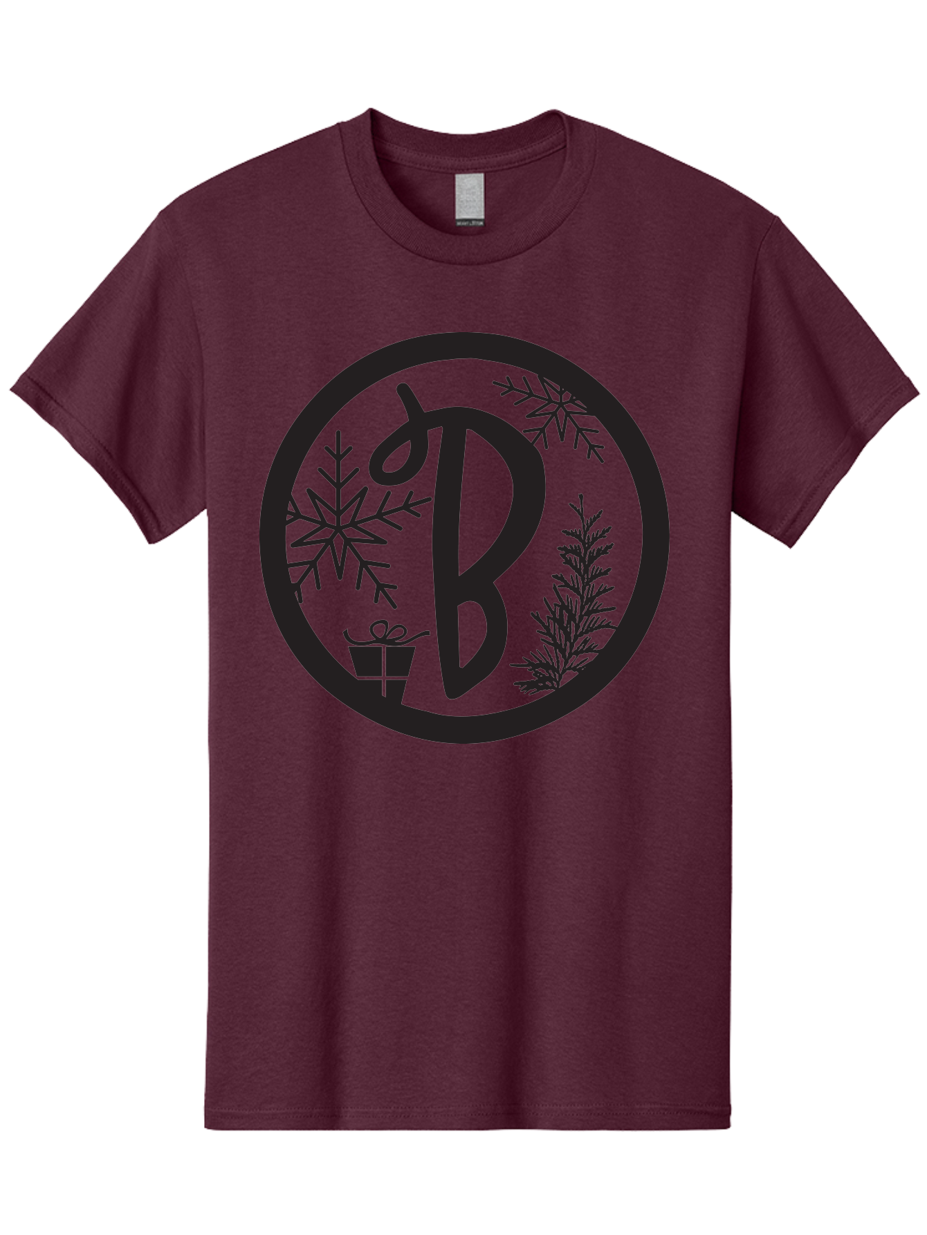 B Men'S Graphic Tee, 100% Cotton, Comfortable Casual Summer Wear, Machine Washable, Christmas Gift, Snowflake, Festive Decorations, Holly Leaves, Holiday Season, Winter Wonderland, Winter Holidays, Gift Box, Christmas Theme Aac484