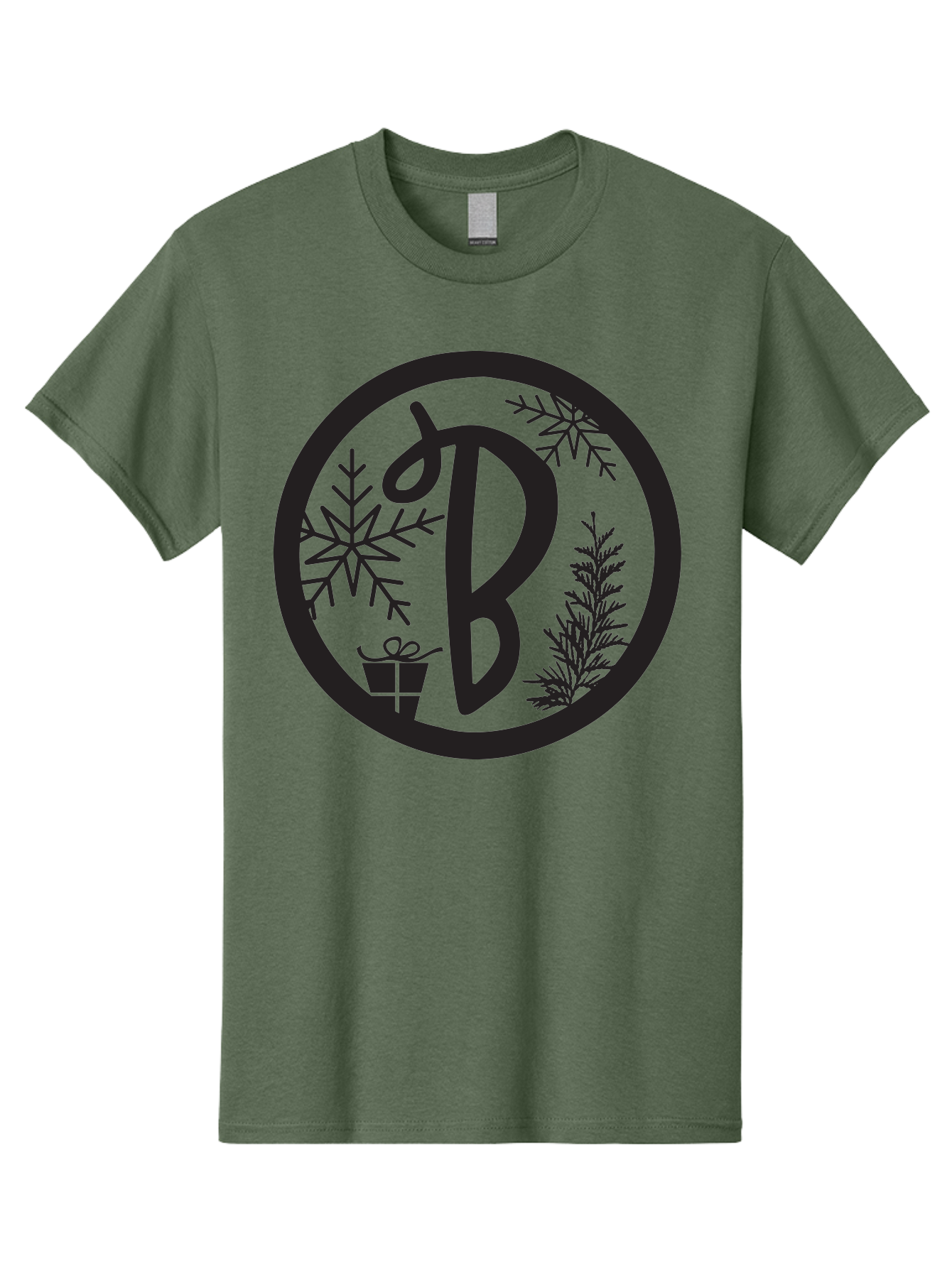 B Men'S Graphic Tee, 100% Cotton, Comfortable Casual Summer Wear, Machine Washable, Christmas Gift, Snowflake, Festive Decorations, Holly Leaves, Holiday Season, Winter Wonderland, Winter Holidays, Gift Box, Christmas Theme Aac484
