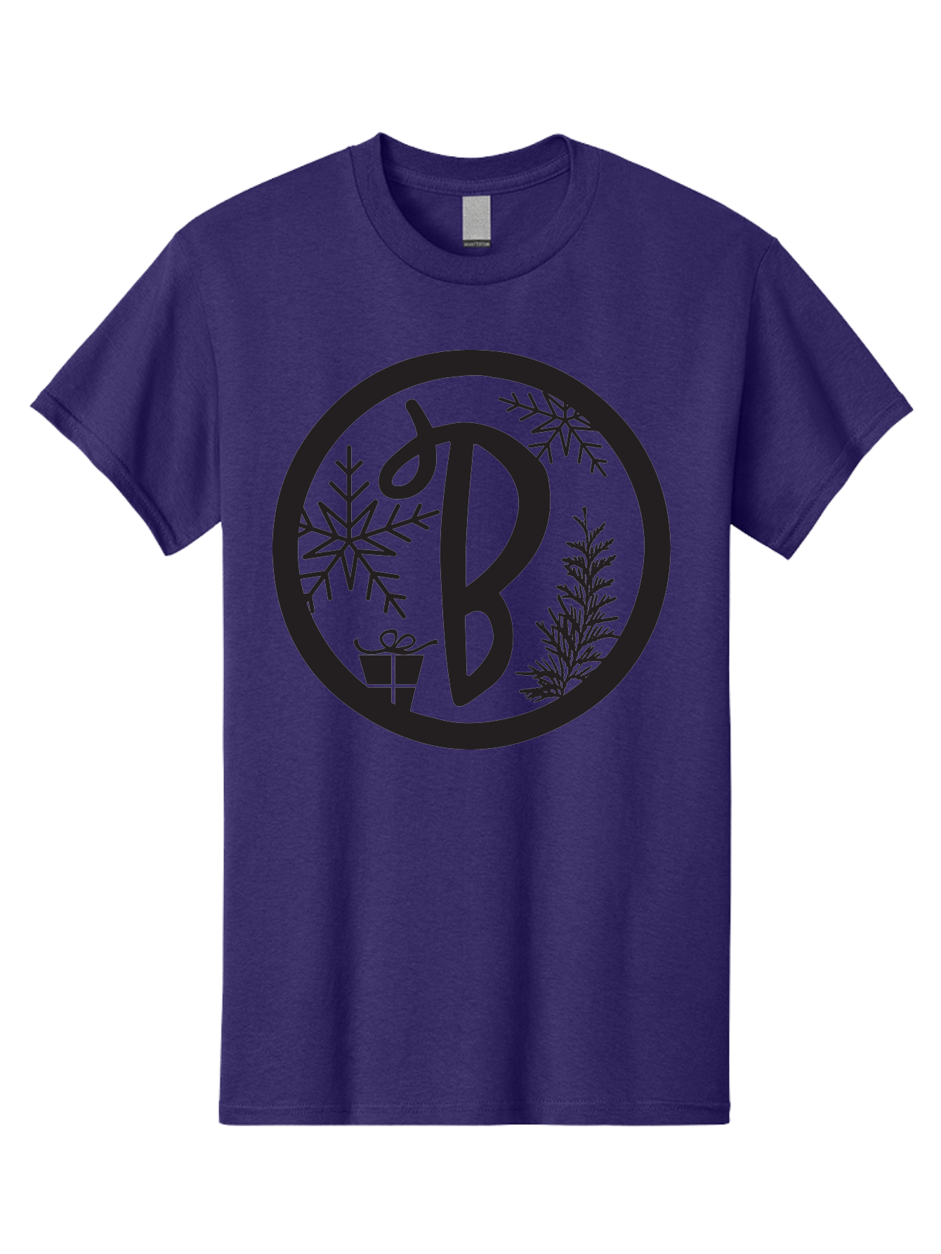 B Men'S Graphic Tee, 100% Cotton, Comfortable Casual Summer Wear, Machine Washable, Christmas Gift, Snowflake, Festive Decorations, Holly Leaves, Holiday Season, Winter Wonderland, Winter Holidays, Gift Box, Christmas Theme Aac484
