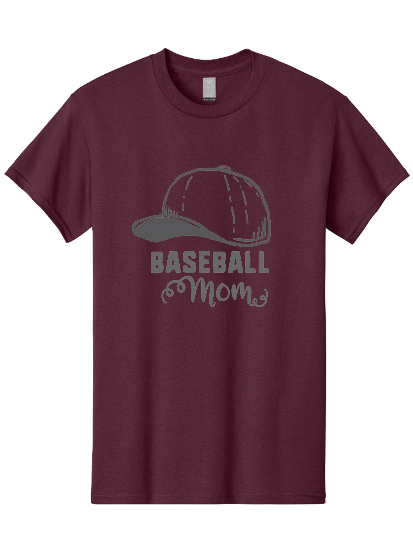 Baseball-Mom Men'S Graphic Tee, 100% Cotton, Comfortable Casual Summer Wear, Machine Washable, Baseball Mom, Mother'S Day Gift, Sports Mom, Baseball Hat, Mom'S Day Idea, Youth Baseball, Purple Text, Gray Hat, Sports Apparel Aac488