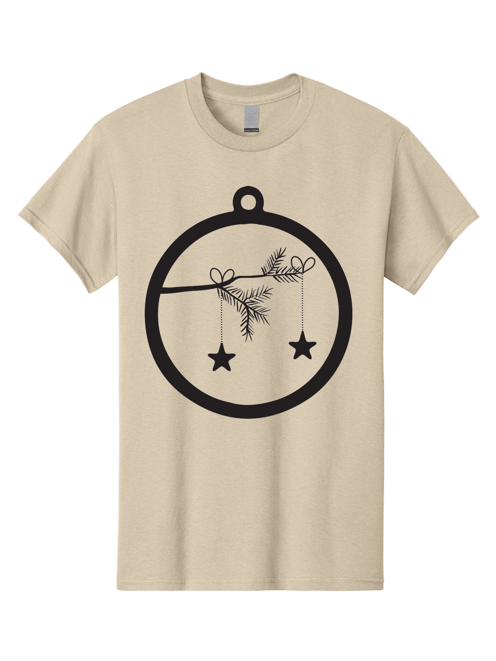 Bauble-With-Ornaments Men'S Graphic Tee, 100% Cotton, Comfortable Casual Summer Wear, Machine Washable, Christmas Decoration, Hanging Ornaments, Pine Branch, Star Decorations, Festive Design, Holiday Decor, Seasonal Theme, Xmas Tree Aac492