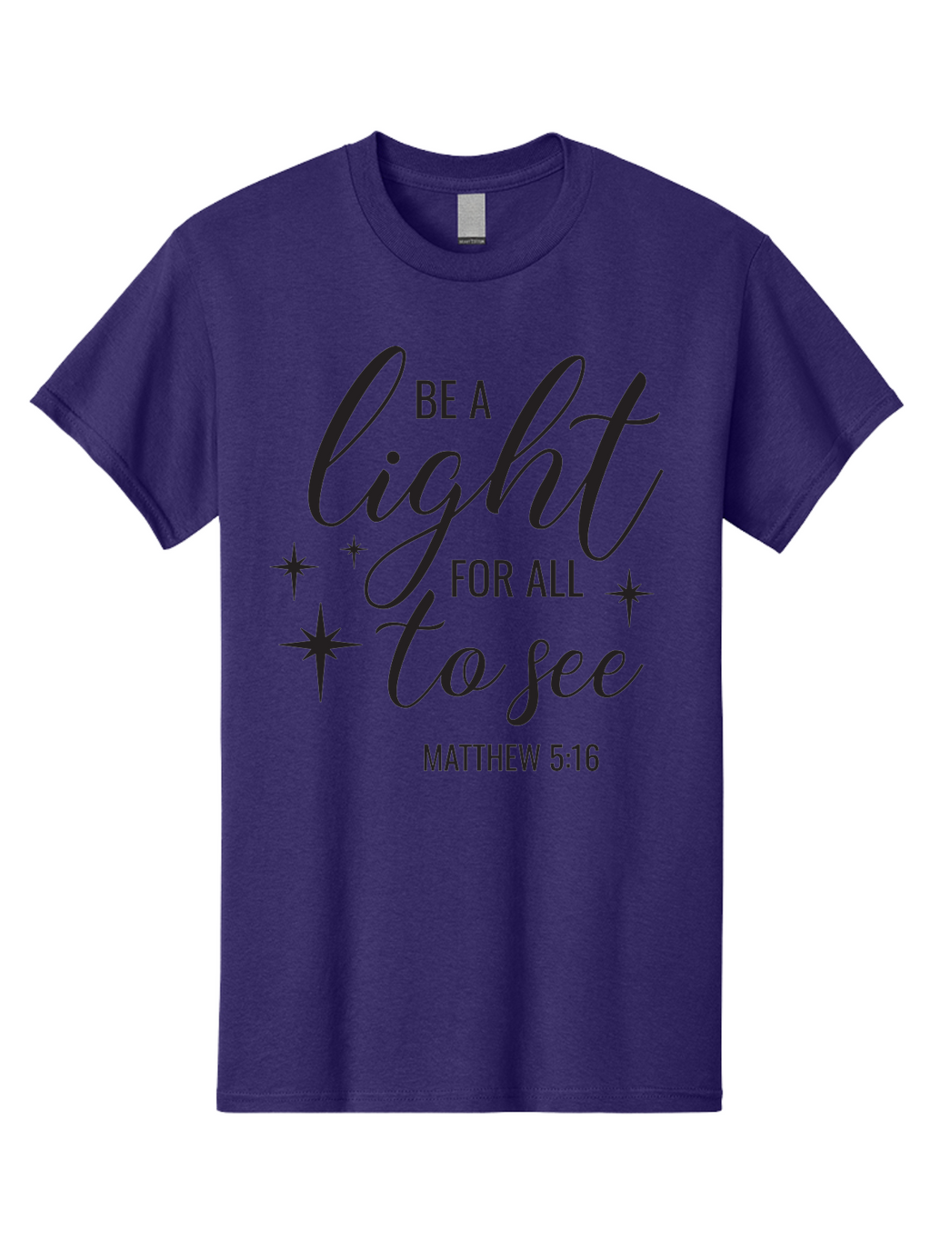 Be-A-Light-For-All-To-See Men'S Graphic Tee, 100% Cotton, Comfortable Casual Summer Wear, Machine Washable, Inspirational Quote, Biblical Verse, Matthew 5:16, Motivational Message, Be A Light, Positivity, Faith, Spirituality, Guidance, Aac493