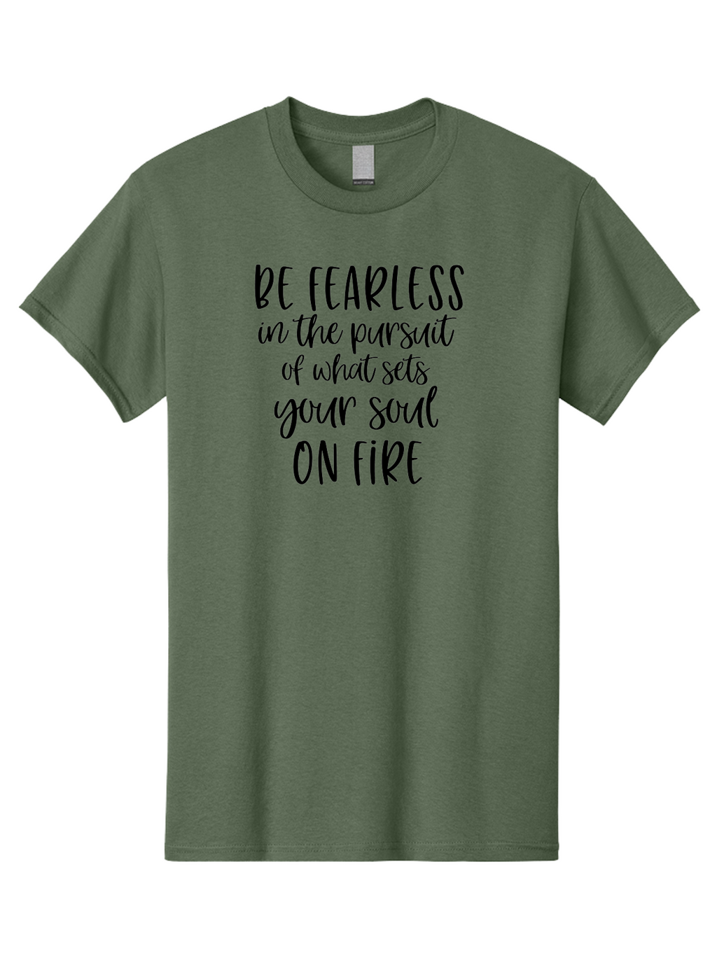 Be-Fearless Men'S Graphic Tee, 100% Cotton, Comfortable Casual Summer Wear, Machine Washable, Motivational Quote, Inspiring Words, Fearless Pursuit, Soulful Journey, Inner Fire, Motivational Poster, Positivity, Encouragement, Success Mindset, Aac495