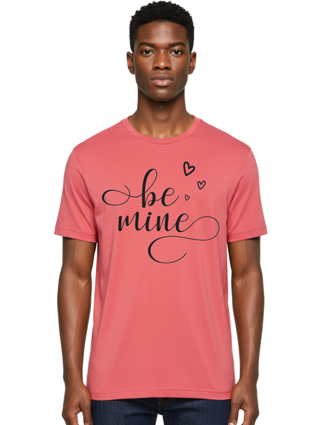 Be-Mine Men'S Graphic Tee, 100% Cotton, Comfortable Casual Summer Wear, Machine Washable, Love Message, Valentines Day Card, Romantic Quote, Cursive Text, Heart Symbols, Love Hearts, Sweetheart, Valentines Day Gift Aac497