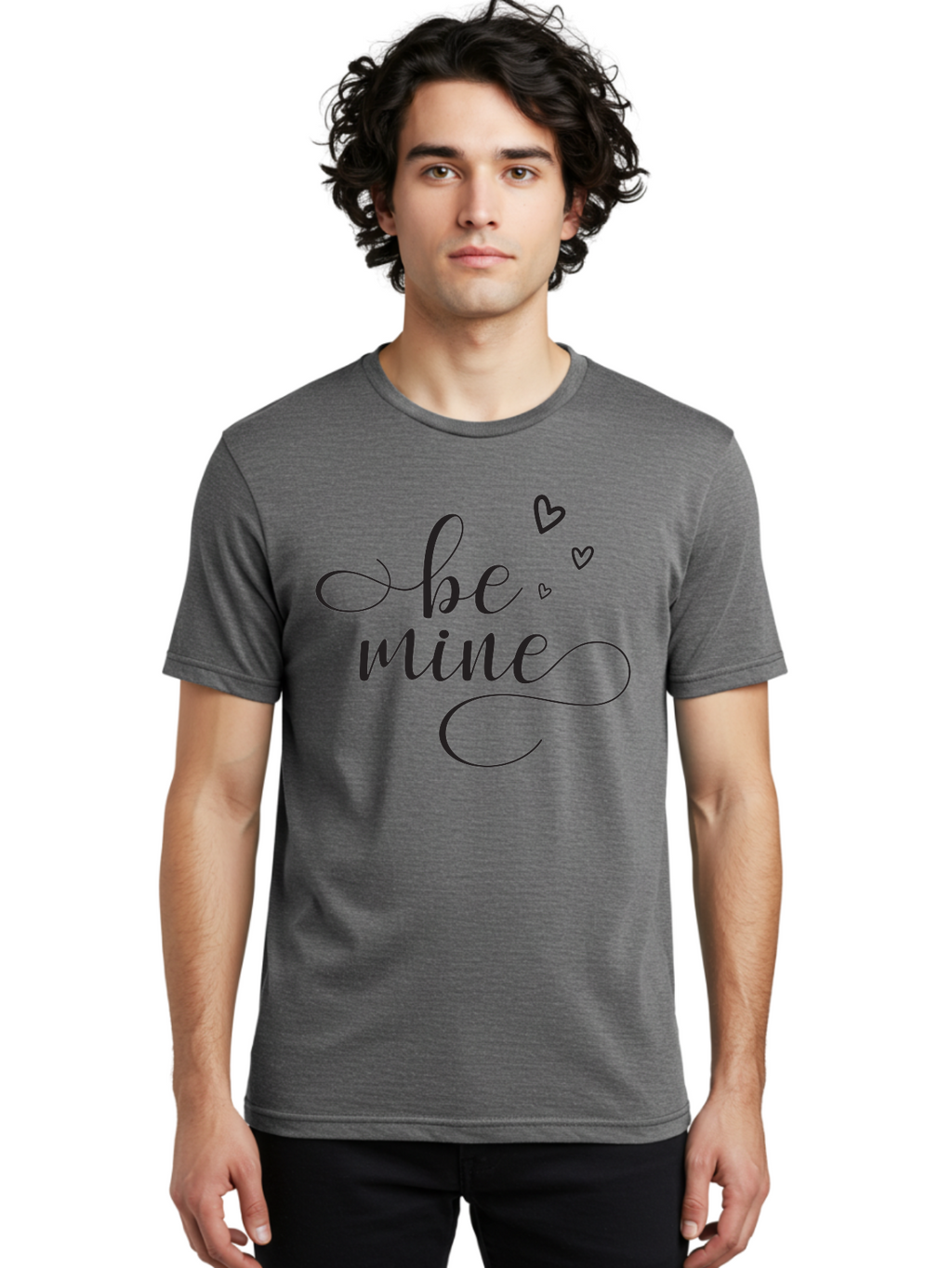 Be-Mine Men'S Graphic Tee, 100% Cotton, Comfortable Casual Summer Wear, Machine Washable, Love Message, Valentines Day Card, Romantic Quote, Cursive Text, Heart Symbols, Love Hearts, Sweetheart, Valentines Day Gift Aac497