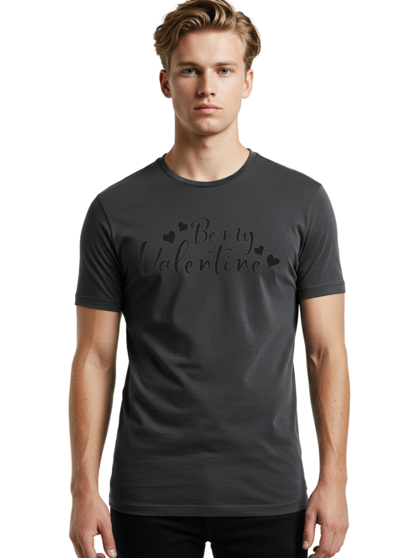 Be-My-Valentine Men'S Graphic Tee, 100% Cotton, Comfortable Casual Summer Wear, Machine Washable, Valentine'S Day Message, Romantic Greeting, Love Hearts, Heart Decoration, Be My Valentine, Valentine'S Day Card, Sweetheart, Love Message, Aac499