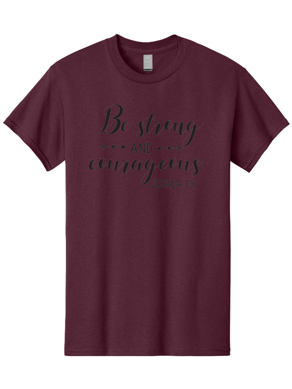 Be-Strong-And-Courageous Men'S Graphic Tee, 100% Cotton, Comfortable Casual Summer Wear, Machine Washable, Inspirational Quote, Motivational Words, Biblical Phrase, Joshua 1:9, Be Strong, Be Courageous, Arrow Symbols, Scripture Art, Aac501