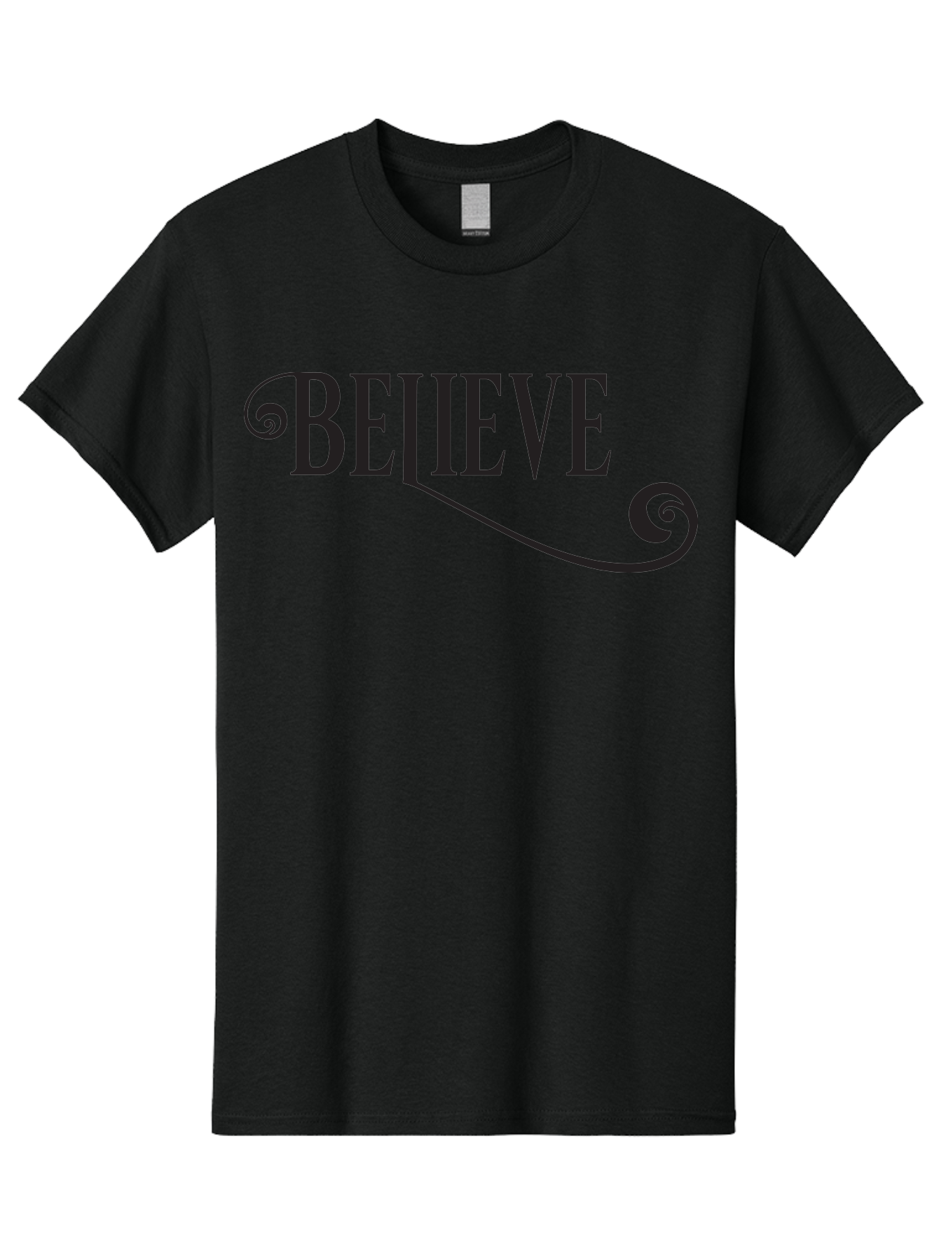 Believe Men'S Graphic Tee, 100% Cotton, Comfortable Casual Summer Wear, Machine Washable, Believe, Motivational Quote, Inspirational Message, Typography Art, Positive Affirmation, Empowerment, Self-Belief, Confidence Boost, Decorative Swirls, Aac508