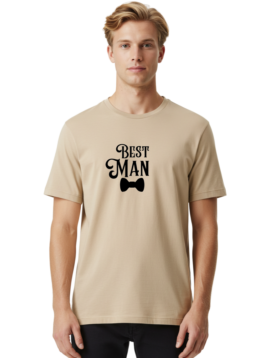 Best-Man Men'S Graphic Tee, 100% Cotton, Comfortable Casual Summer Wear, Machine Washable, Best Man, Bow Tie, Wedding Party, Formal Wear, Stylish Accessories, Men'S Fashion, Groomsman Aac511
