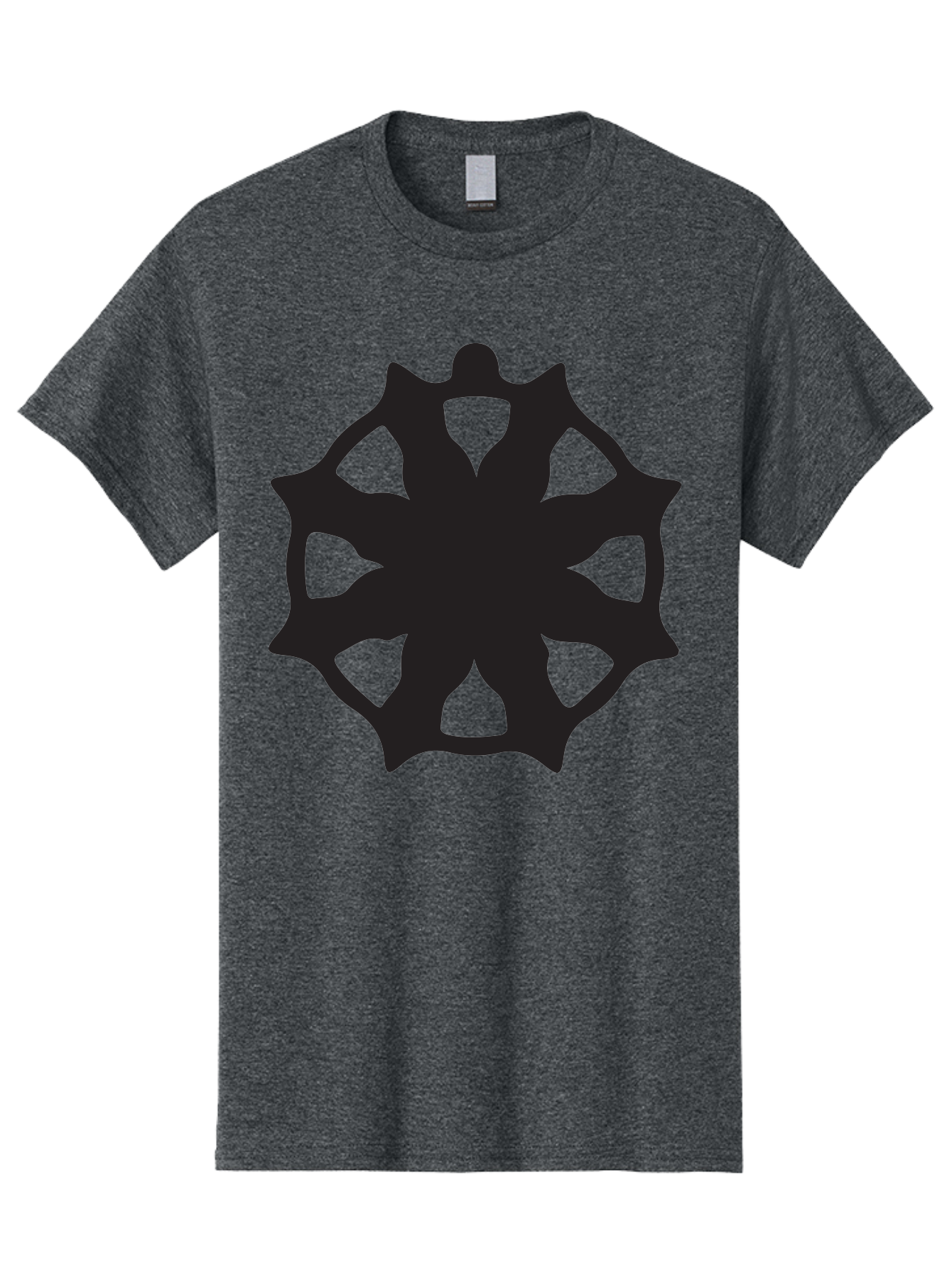 Black-Abstract-Symbol Men'S Graphic Tee, 100% Cotton, Comfortable Casual Summer Wear, Machine Washable, Asterisk Symbol, Star Shape, Geometric Pattern, Abstract Design, Symmetrical Shape, Black Silhouette Aac516
