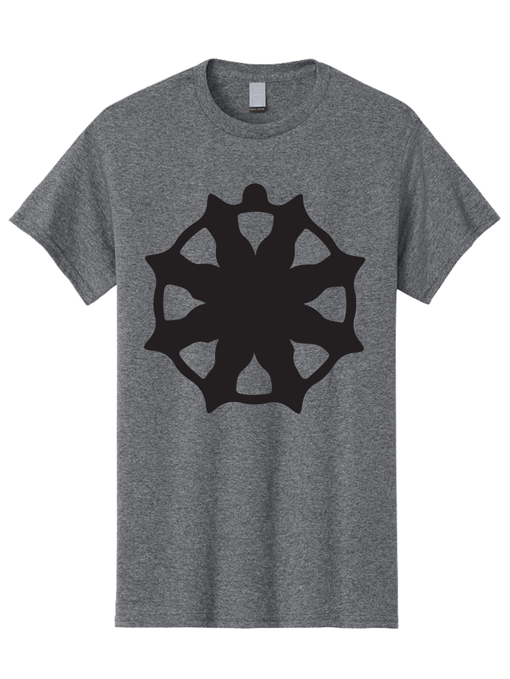 Black-Abstract-Symbol Men'S Graphic Tee, 100% Cotton, Comfortable Casual Summer Wear, Machine Washable, Asterisk Symbol, Star Shape, Geometric Pattern, Abstract Design, Symmetrical Shape, Black Silhouette Aac516