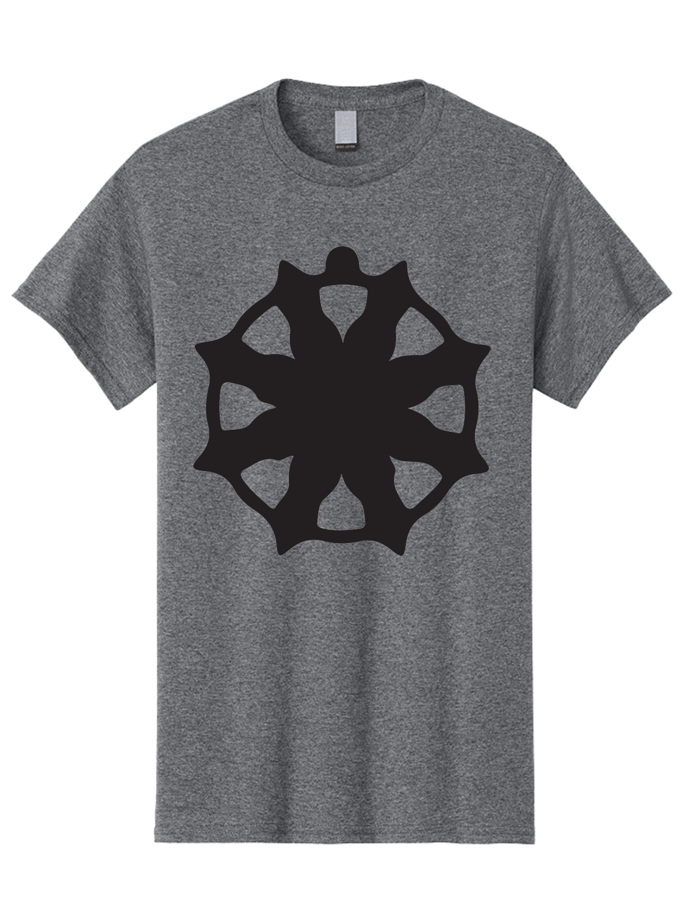 Black-Abstract-Symbol Men'S Graphic Tee, 100% Cotton, Comfortable Casual Summer Wear, Machine Washable, Asterisk Symbol, Star Shape, Geometric Pattern, Abstract Design, Symmetrical Shape, Black Silhouette Aac516
