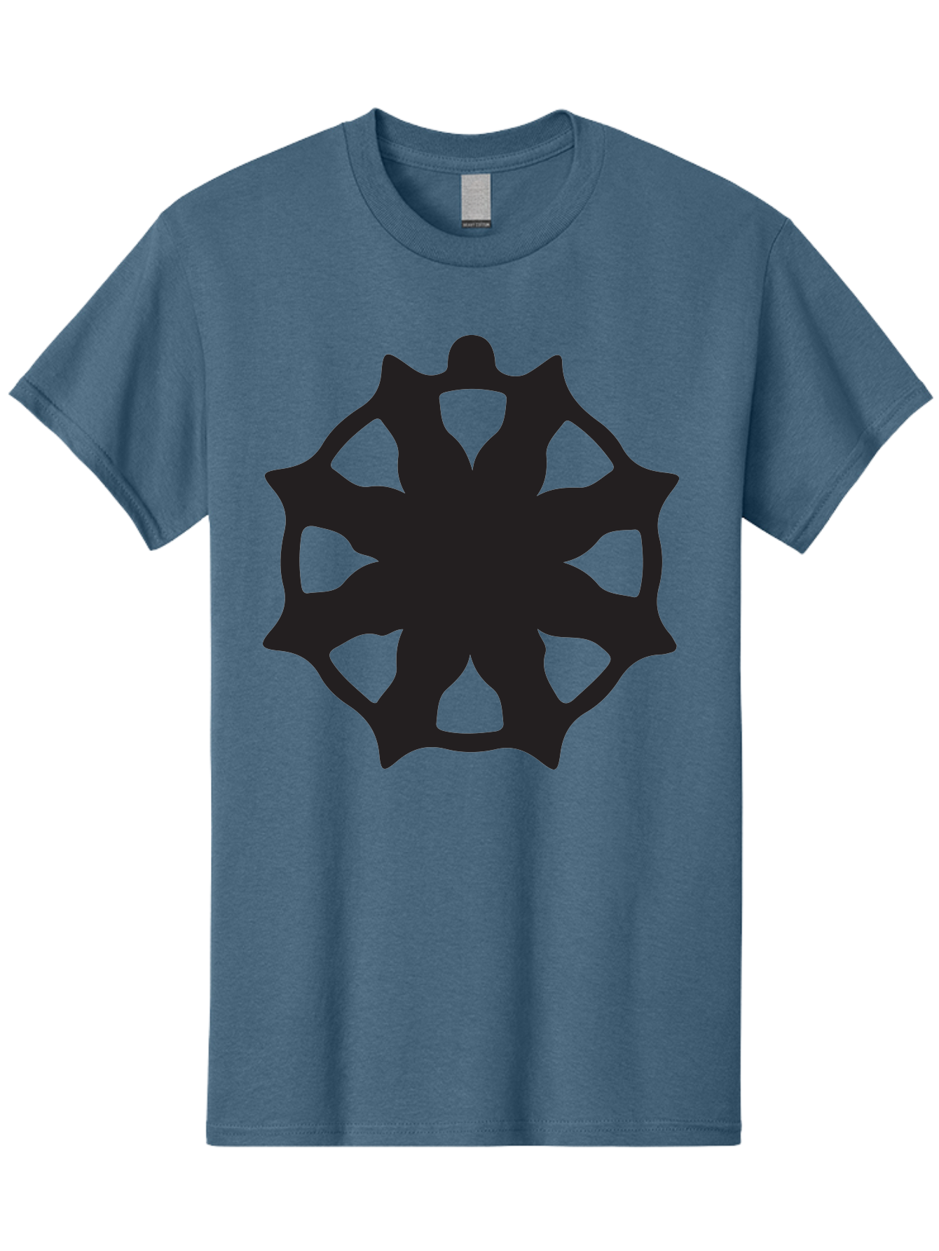 Black-Abstract-Symbol Men'S Graphic Tee, 100% Cotton, Comfortable Casual Summer Wear, Machine Washable, Asterisk Symbol, Star Shape, Geometric Pattern, Abstract Design, Symmetrical Shape, Black Silhouette Aac516