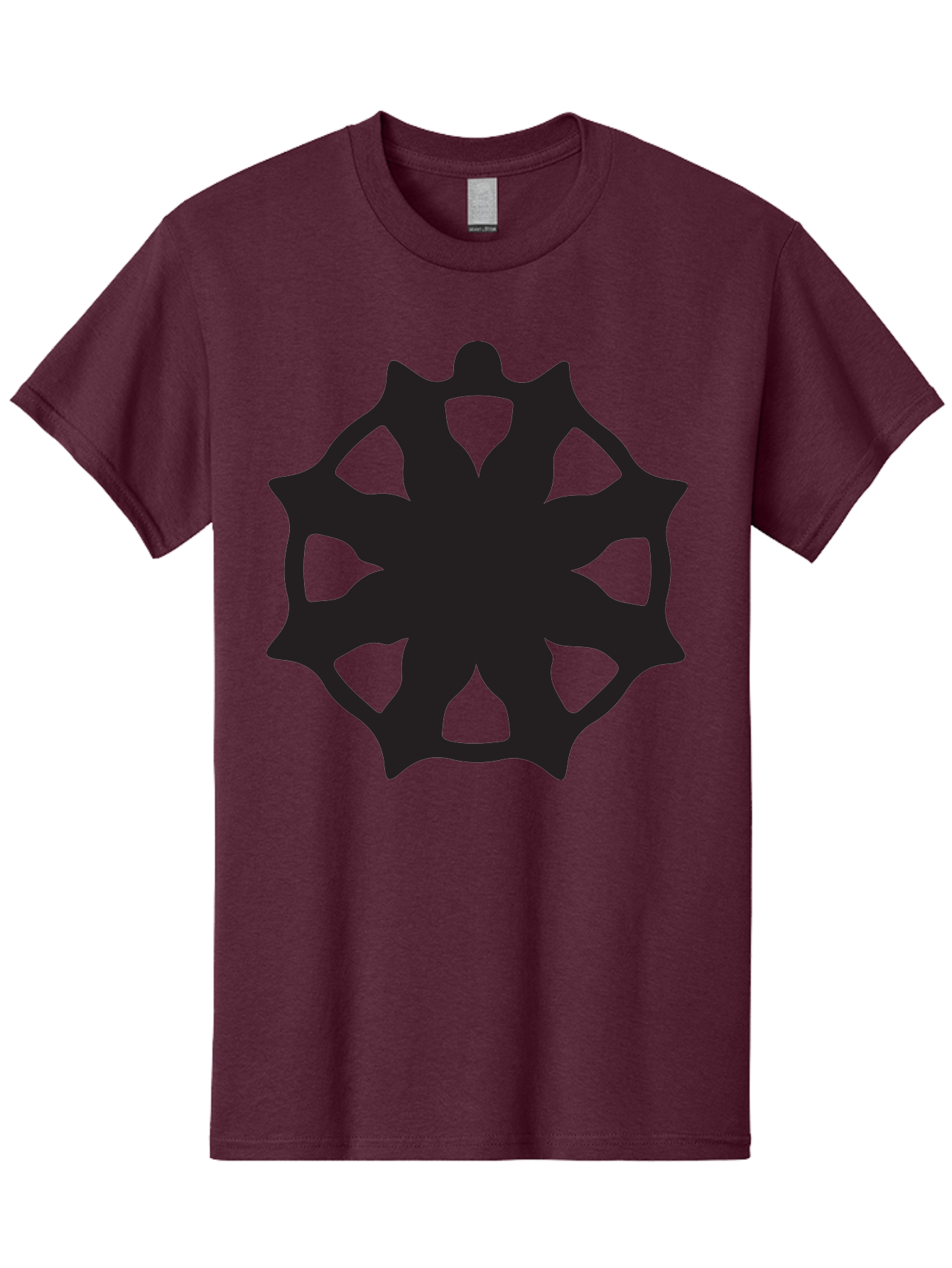 Black-Abstract-Symbol Men'S Graphic Tee, 100% Cotton, Comfortable Casual Summer Wear, Machine Washable, Asterisk Symbol, Star Shape, Geometric Pattern, Abstract Design, Symmetrical Shape, Black Silhouette Aac516