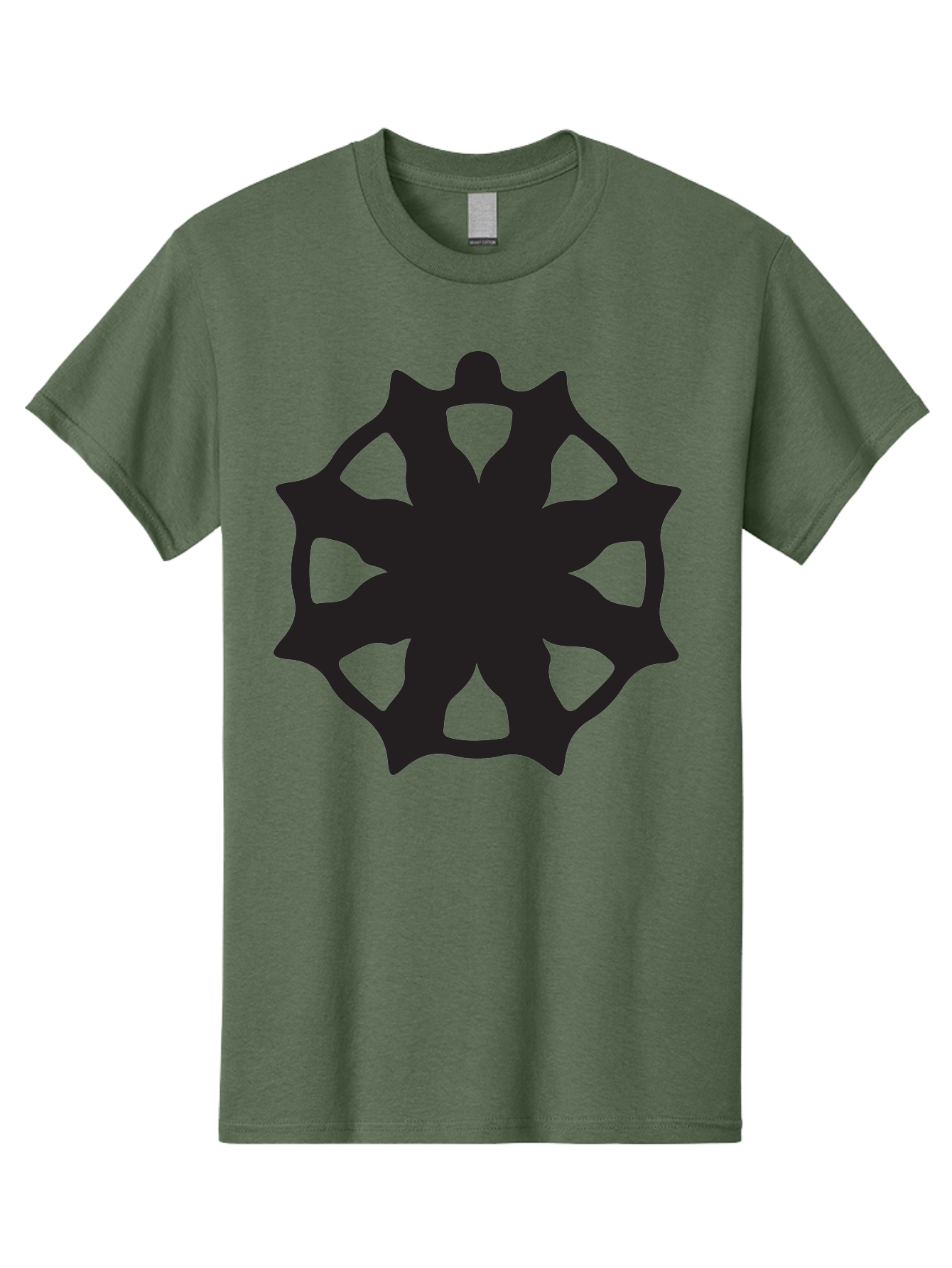 Black-Abstract-Symbol Men'S Graphic Tee, 100% Cotton, Comfortable Casual Summer Wear, Machine Washable, Asterisk Symbol, Star Shape, Geometric Pattern, Abstract Design, Symmetrical Shape, Black Silhouette Aac516