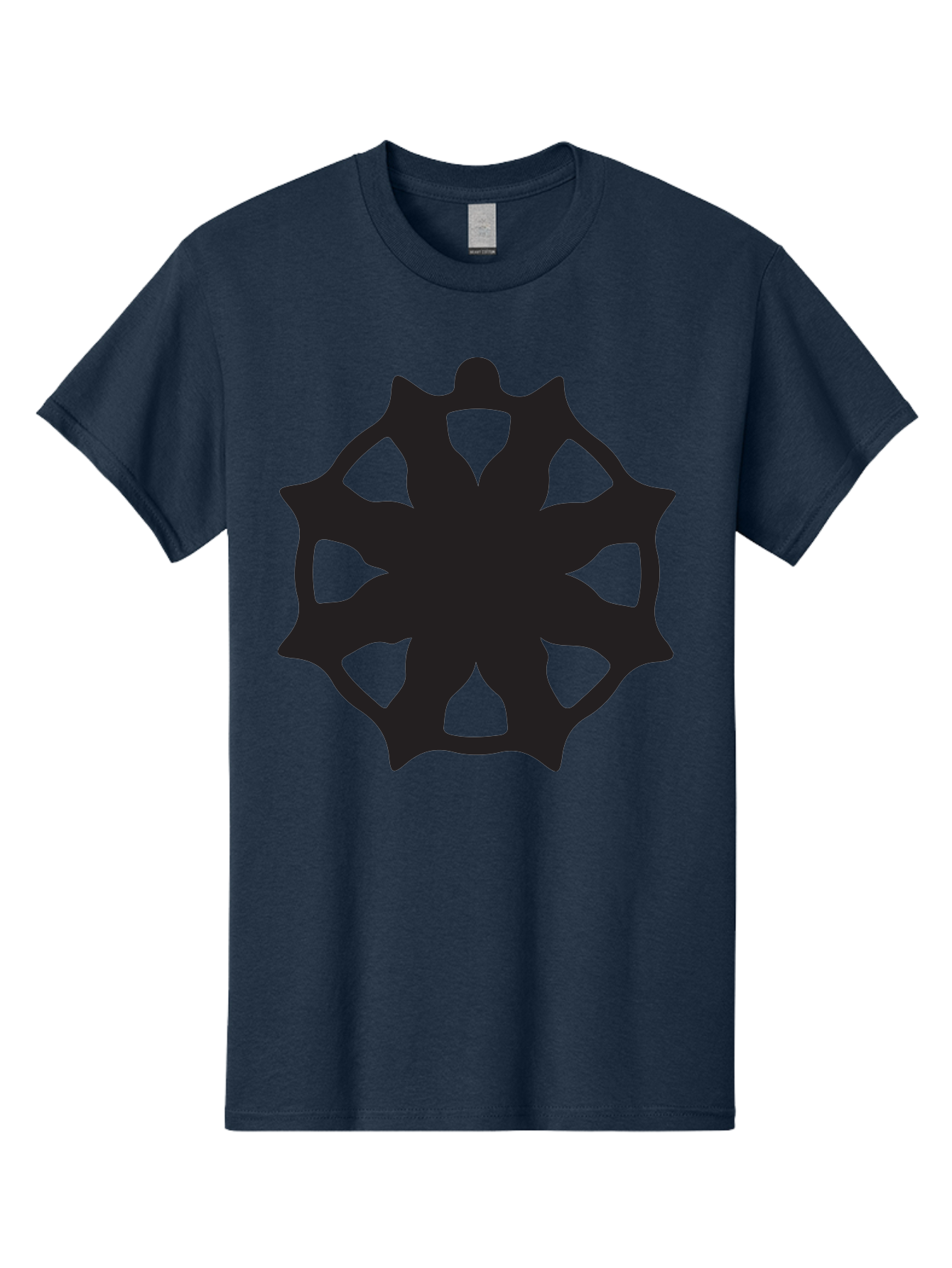 Black-Abstract-Symbol Men'S Graphic Tee, 100% Cotton, Comfortable Casual Summer Wear, Machine Washable, Asterisk Symbol, Star Shape, Geometric Pattern, Abstract Design, Symmetrical Shape, Black Silhouette Aac516