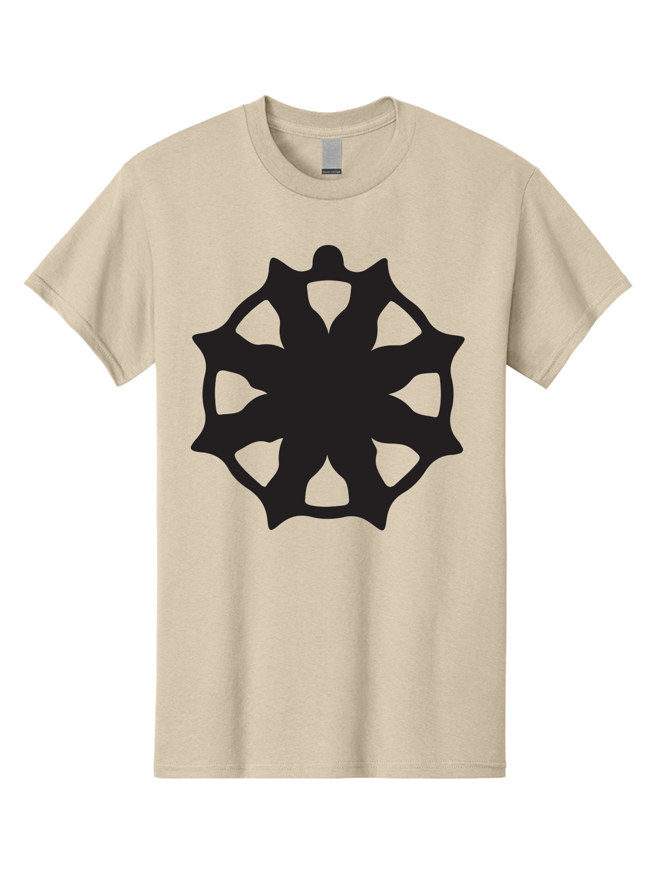 Black-Abstract-Symbol Men'S Graphic Tee, 100% Cotton, Comfortable Casual Summer Wear, Machine Washable, Asterisk Symbol, Star Shape, Geometric Pattern, Abstract Design, Symmetrical Shape, Black Silhouette Aac516