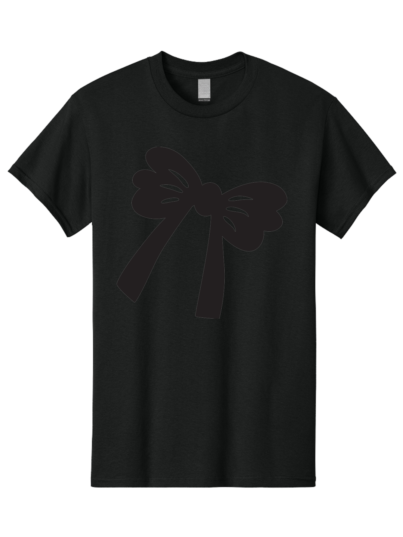 Black-Bow Men'S Graphic Tee, 100% Cotton, Comfortable Casual Summer Wear, Machine Washable, Black Bow Ribbon, Elegant Design, Minimalist Style, Decorative Element, Gift Wrapping, Fashion Accessory, Simple Graphics Aac517