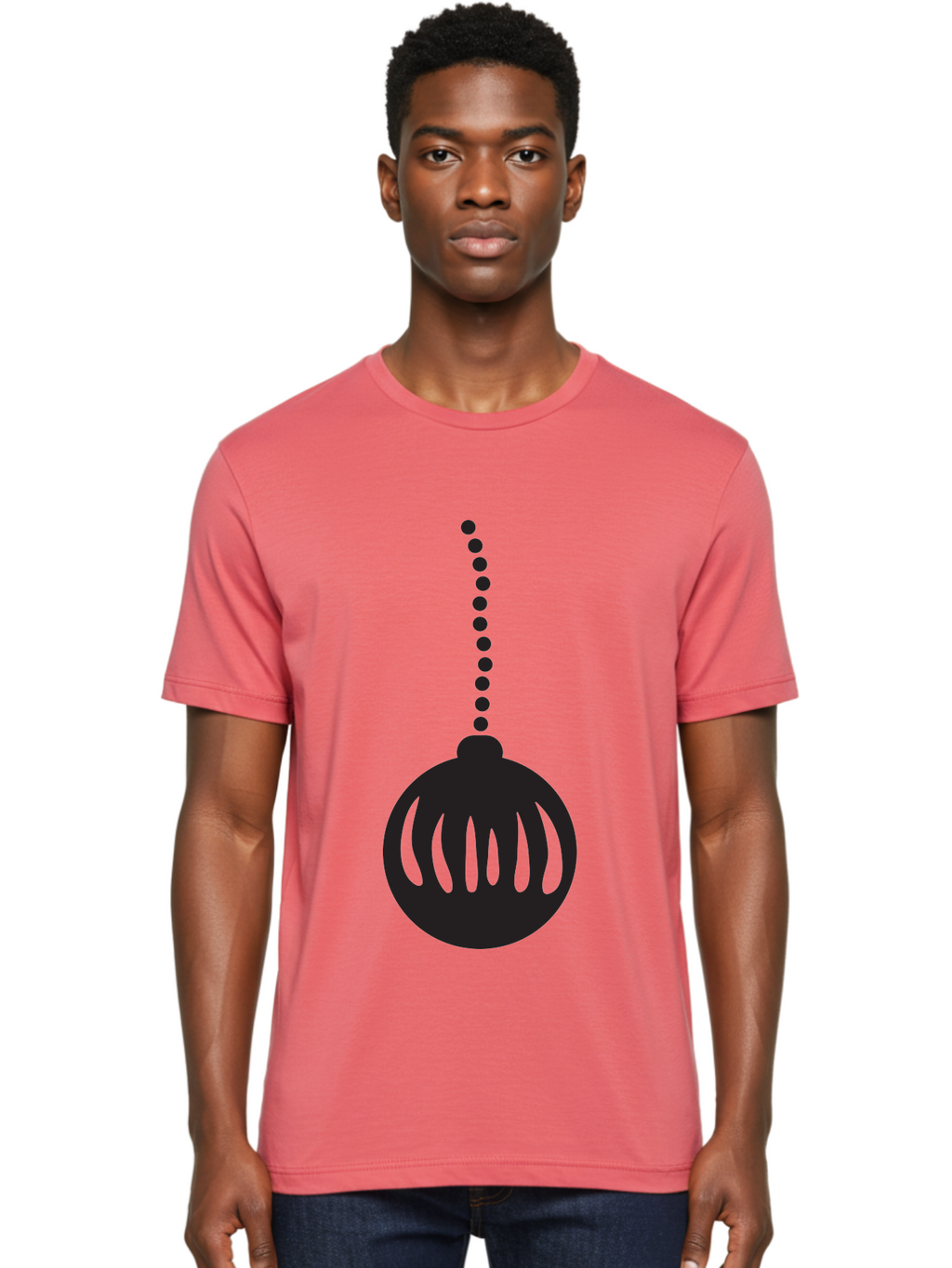 Black-Christmas-Ornament Men'S Graphic Tee, 100% Cotton, Comfortable Casual Summer Wear, Machine Washable, Chandelier, Luxury Lighting, Modern Decor, Stylish Fixture, Elegant Design, Sophisticated Ambiance, High-End Interior Aac518