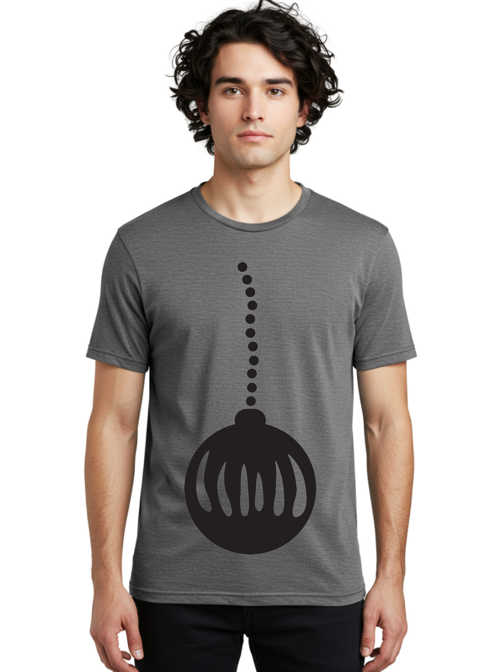 Black-Christmas-Ornament Men'S Graphic Tee, 100% Cotton, Comfortable Casual Summer Wear, Machine Washable, Chandelier, Luxury Lighting, Modern Decor, Stylish Fixture, Elegant Design, Sophisticated Ambiance, High-End Interior Aac518