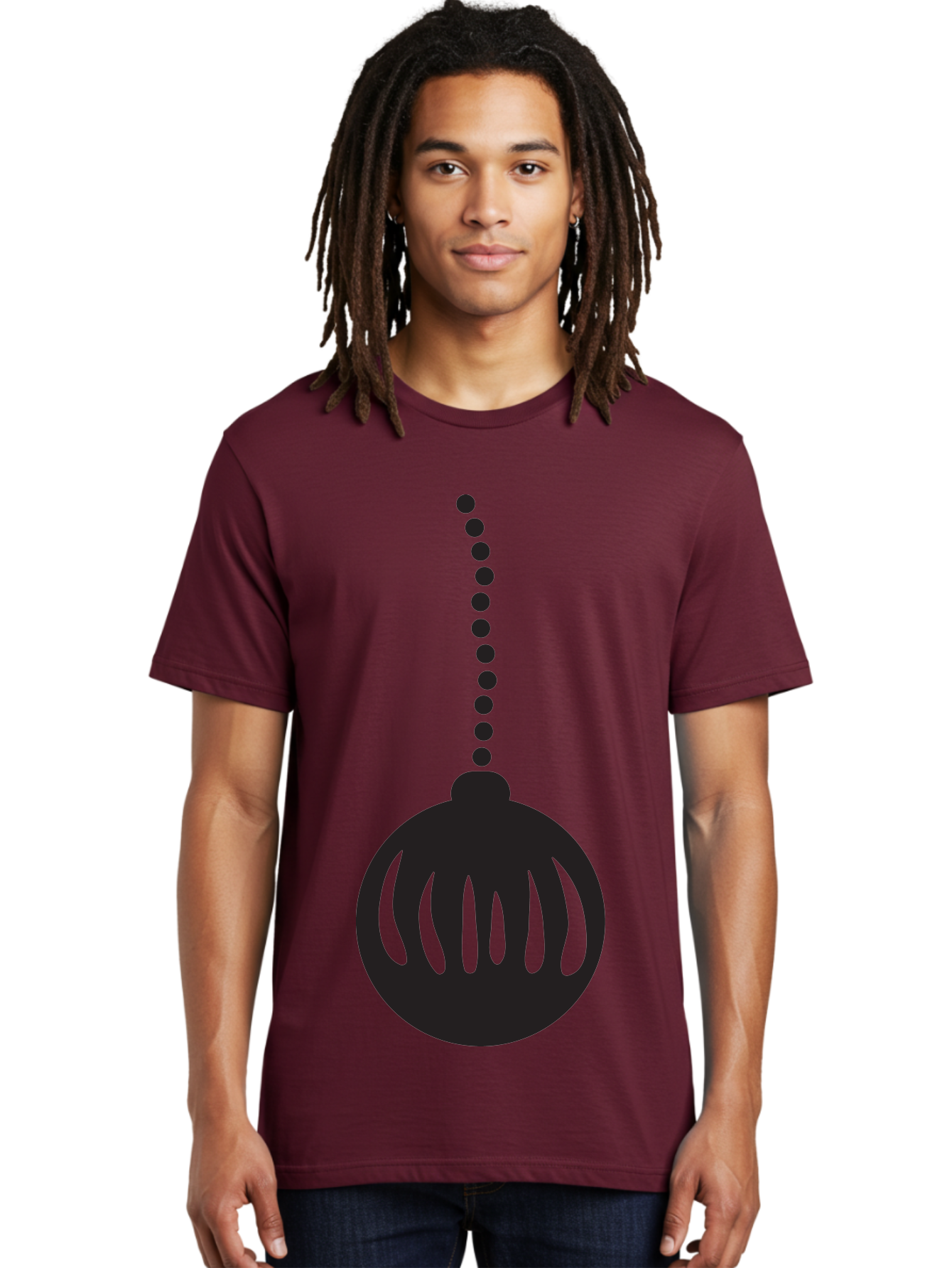Black-Christmas-Ornament Men'S Graphic Tee, 100% Cotton, Comfortable Casual Summer Wear, Machine Washable, Chandelier, Luxury Lighting, Modern Decor, Stylish Fixture, Elegant Design, Sophisticated Ambiance, High-End Interior Aac518