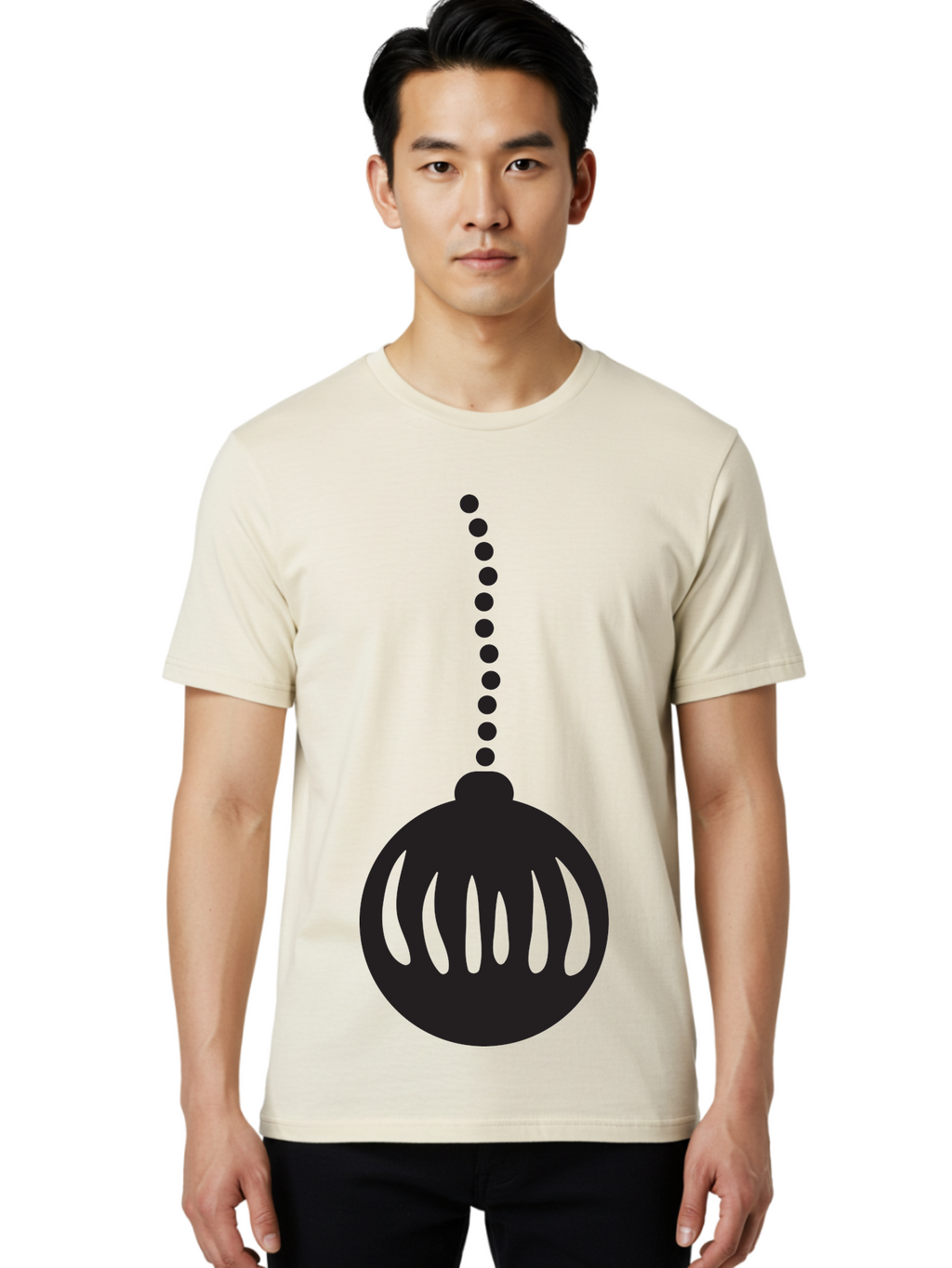 Black-Christmas-Ornament Men'S Graphic Tee, 100% Cotton, Comfortable Casual Summer Wear, Machine Washable, Chandelier, Luxury Lighting, Modern Decor, Stylish Fixture, Elegant Design, Sophisticated Ambiance, High-End Interior Aac518