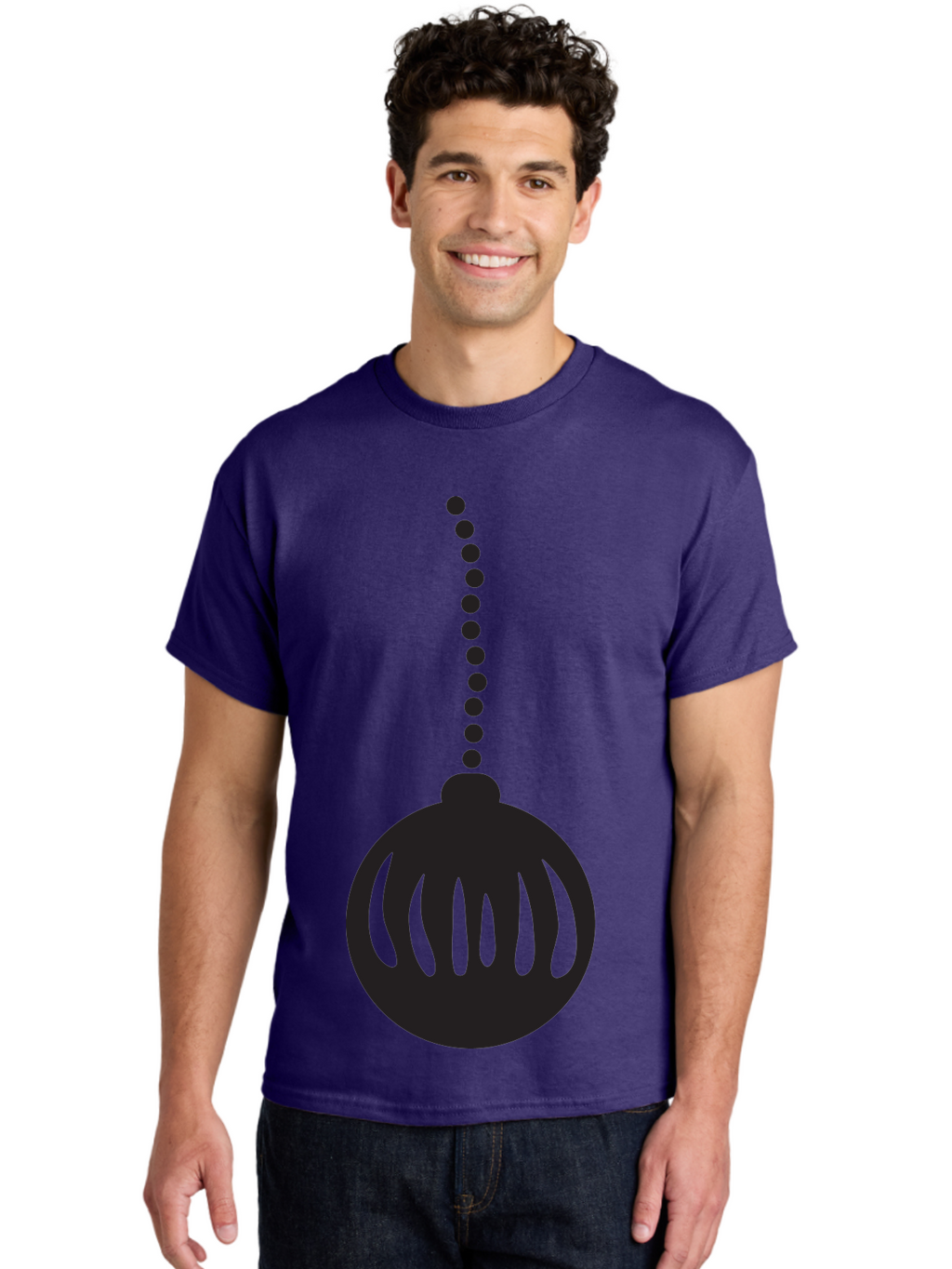 Black-Christmas-Ornament Men'S Graphic Tee, 100% Cotton, Comfortable Casual Summer Wear, Machine Washable, Chandelier, Luxury Lighting, Modern Decor, Stylish Fixture, Elegant Design, Sophisticated Ambiance, High-End Interior Aac518