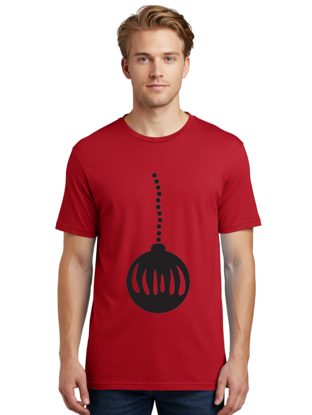 Black-Christmas-Ornament Men'S Graphic Tee, 100% Cotton, Comfortable Casual Summer Wear, Machine Washable, Chandelier, Luxury Lighting, Modern Decor, Stylish Fixture, Elegant Design, Sophisticated Ambiance, High-End Interior Aac518